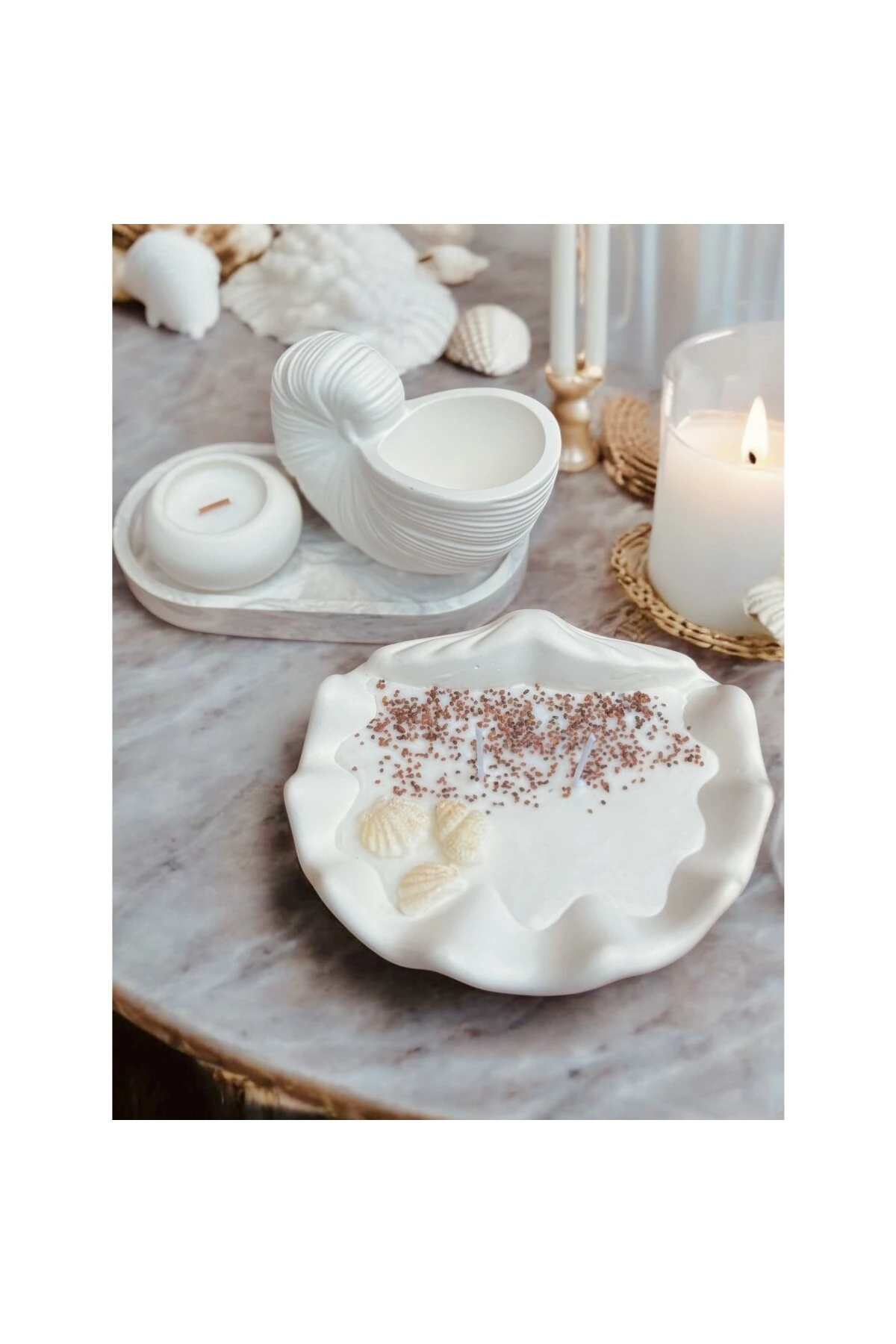 Deniz Kabuğu Tasarım Dekoratif Mum