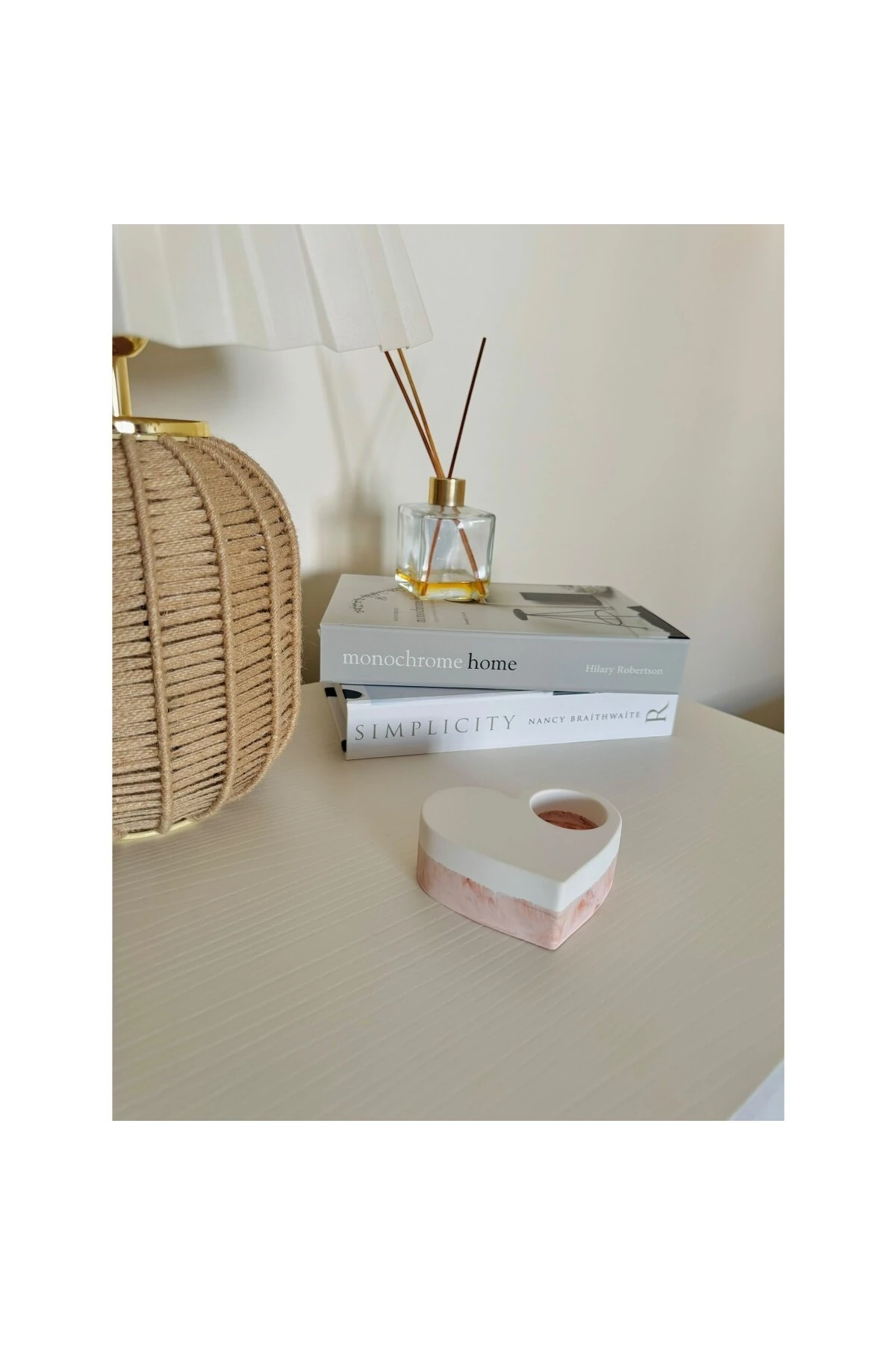 Kalp Mermer Tealight Mumluk | Pastel Pembe