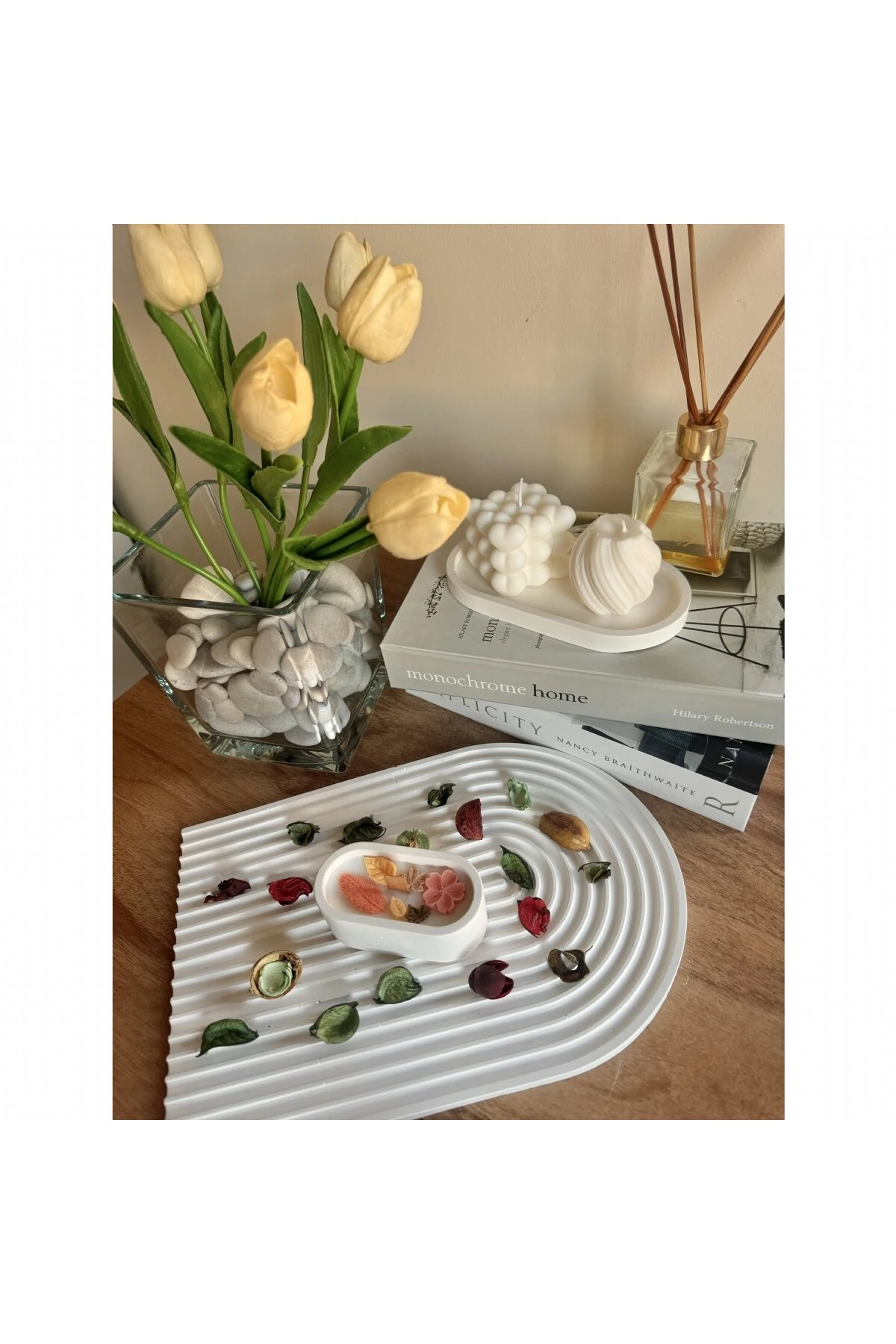 Mini Oval Sonbahar Yaprakları Dekor Mum | Sonbahar Koleksiyonu