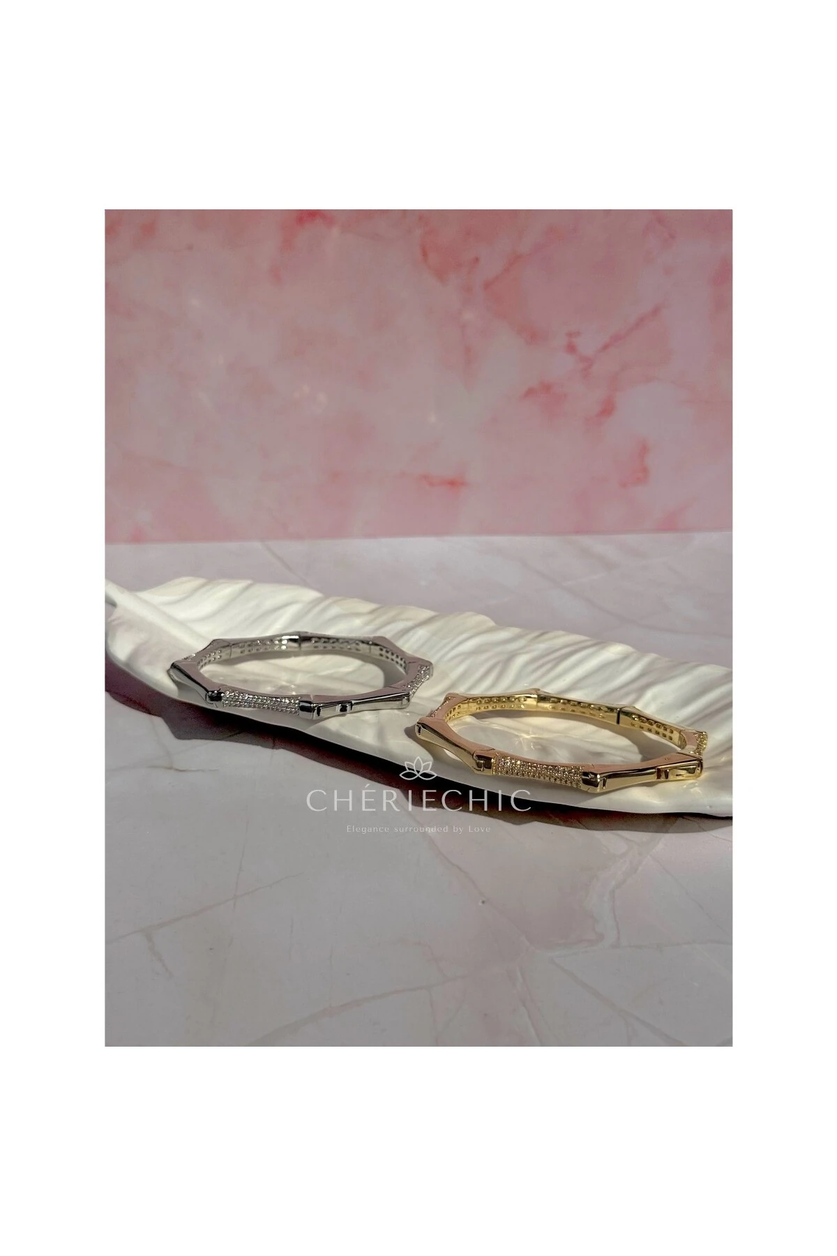 Kemik Köşeli Zirkon Taşlı Kelepçe Bileklik (G)