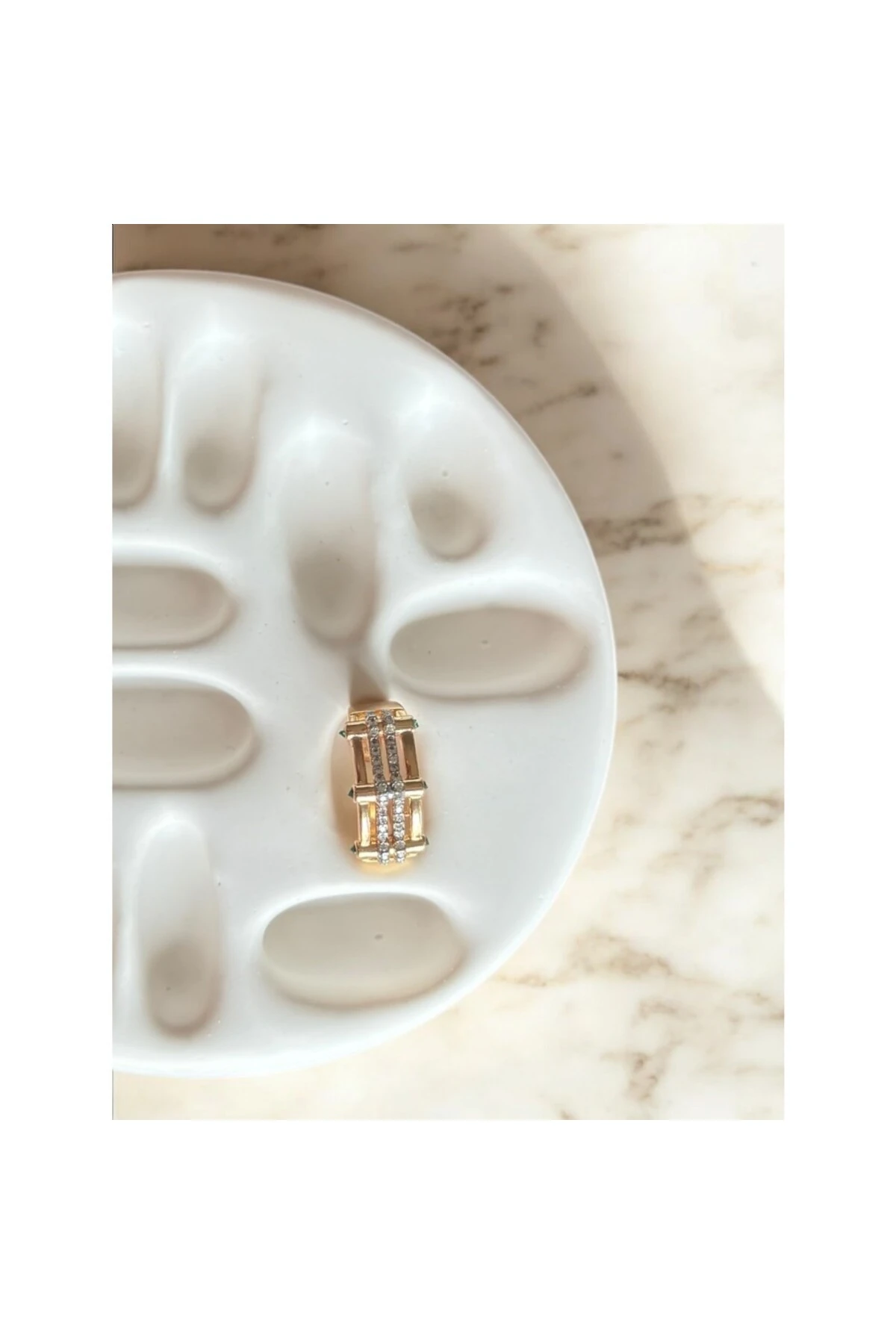 Zümrüt ve Zirkon Taşlı Geometrik Leyla Yüzük