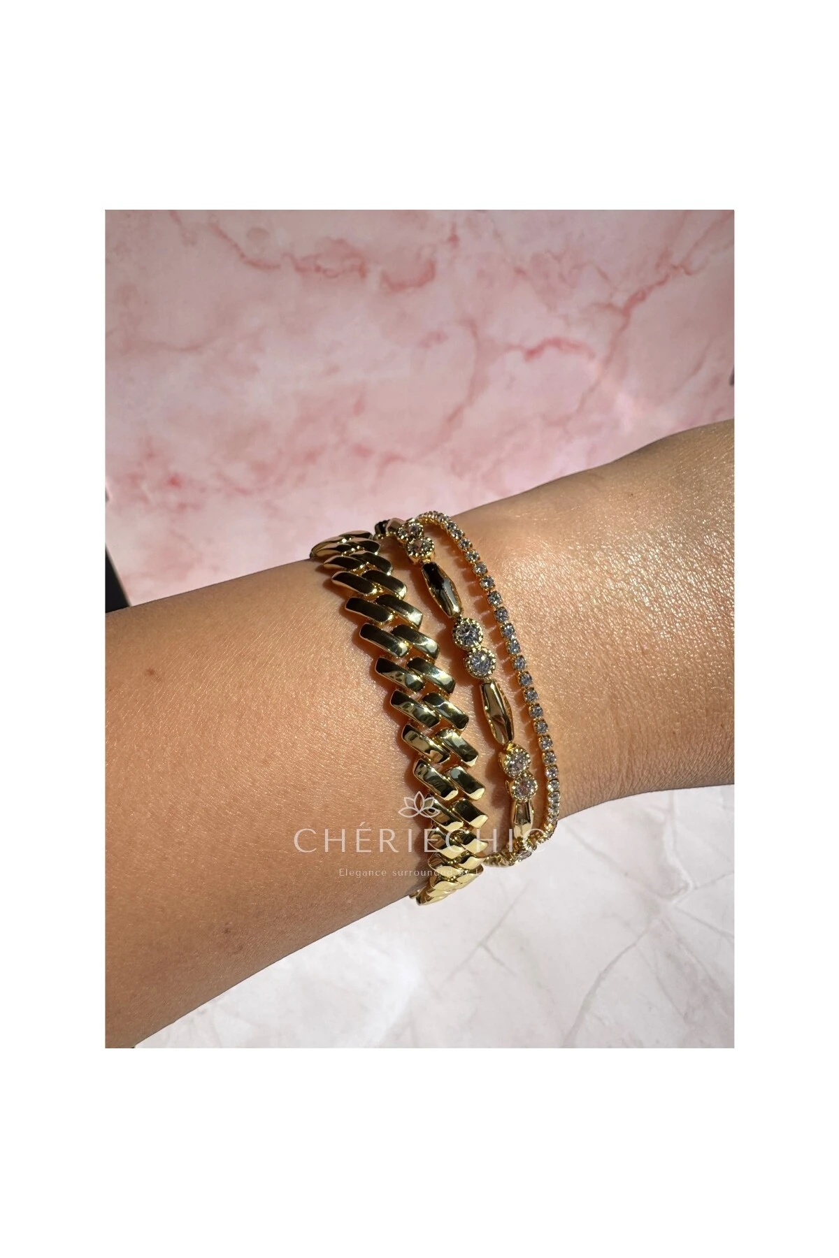 14 Ayar Altından Farksız Ağır ve Kalın Hasır Zincir Bileklik