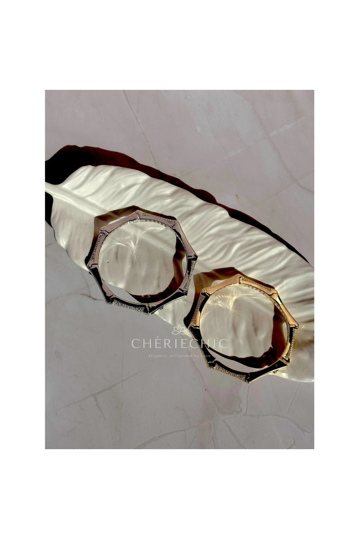 Kemik Köşeli Zirkon Taşlı Kelepçe Bileklik (G)