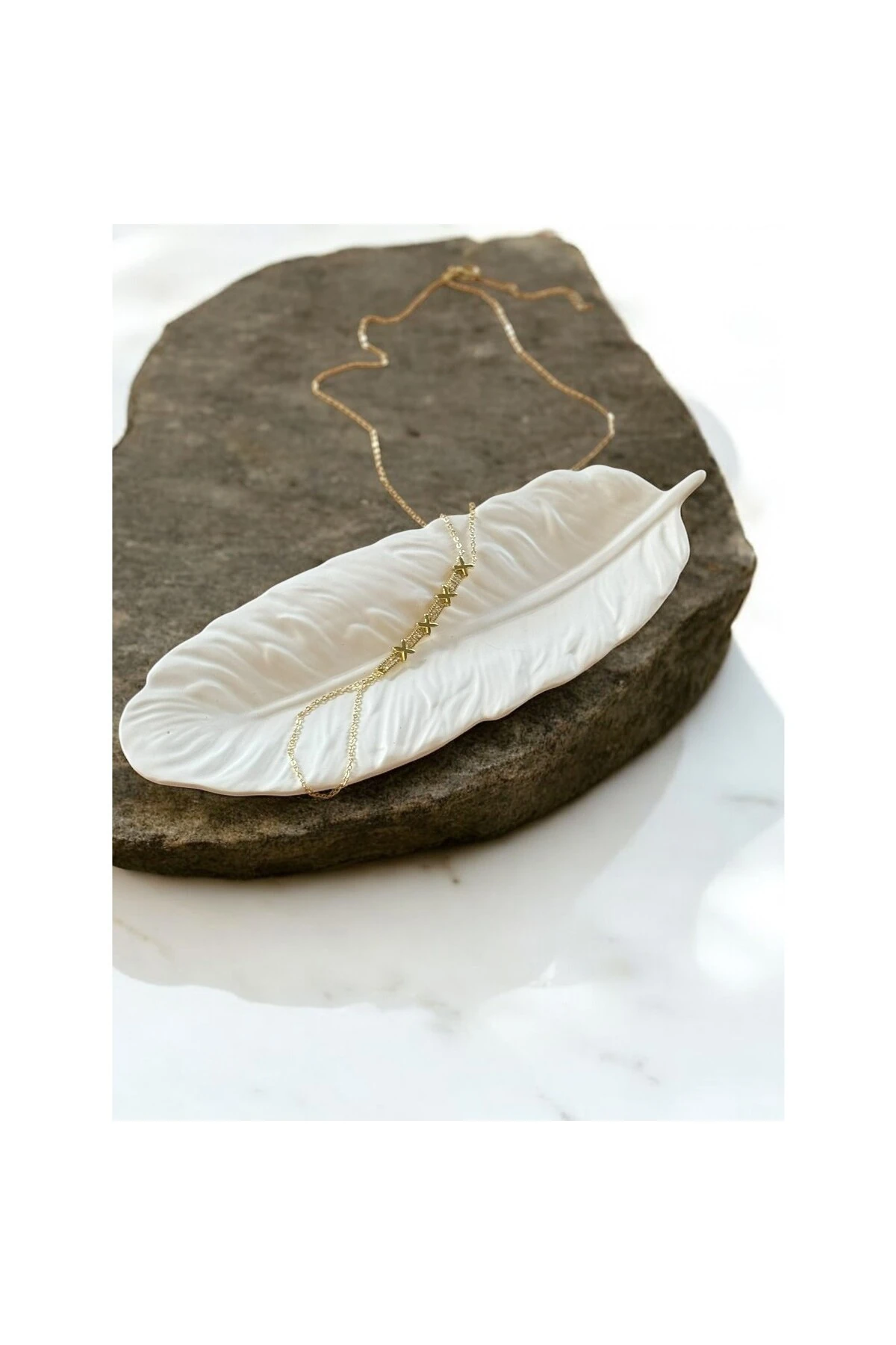 X Model Zirkon Taşlı Su Yolu Gold Şahmeran Bileklik