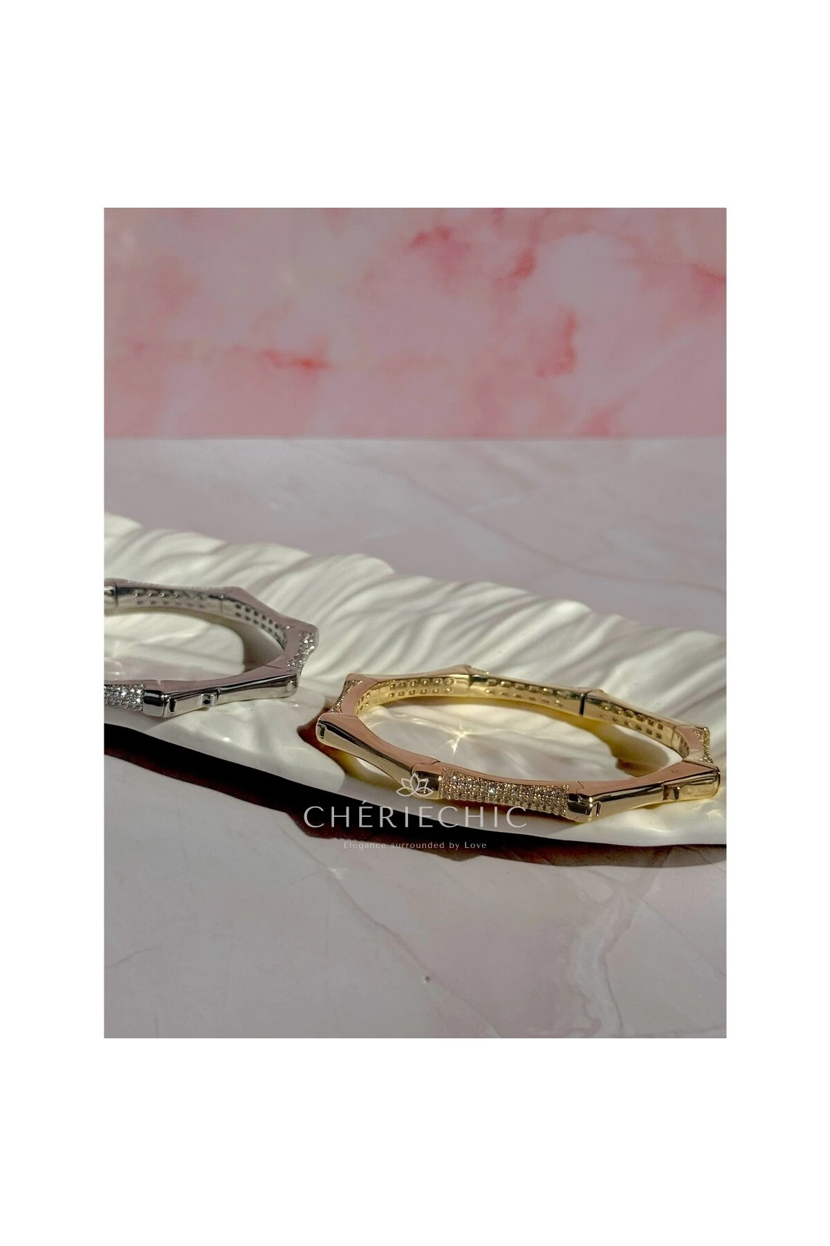 Kemik Köşeli Zirkon Taşlı Kelepçe Bileklik (G)