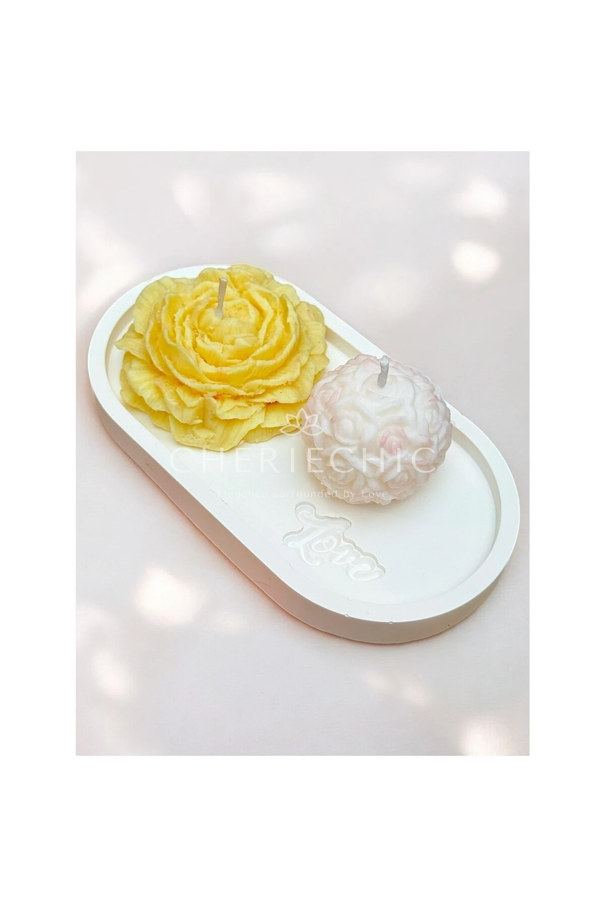 Love & Peony | 3'lü Şakayık Dekoratif Mum Set