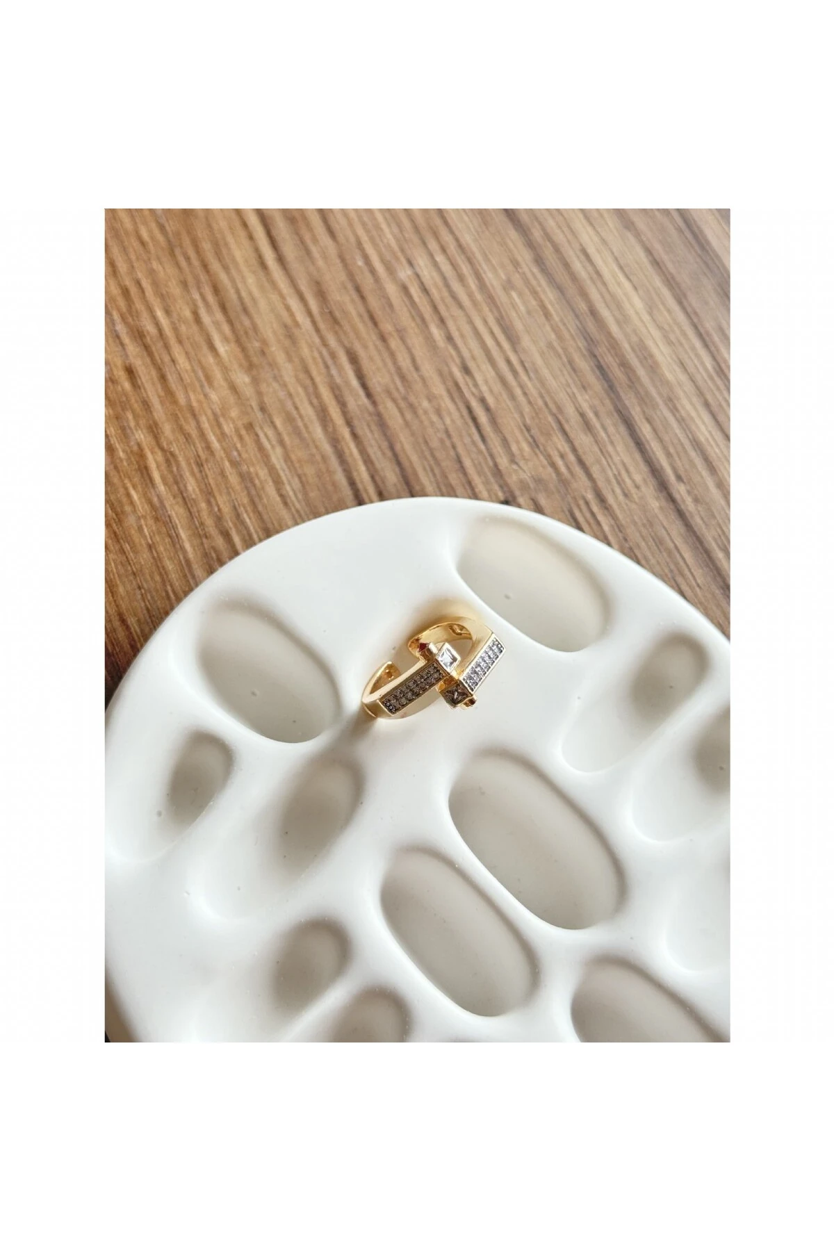 Yakut ve Zirkon Taşlı Geometrik Leyla Yüzük