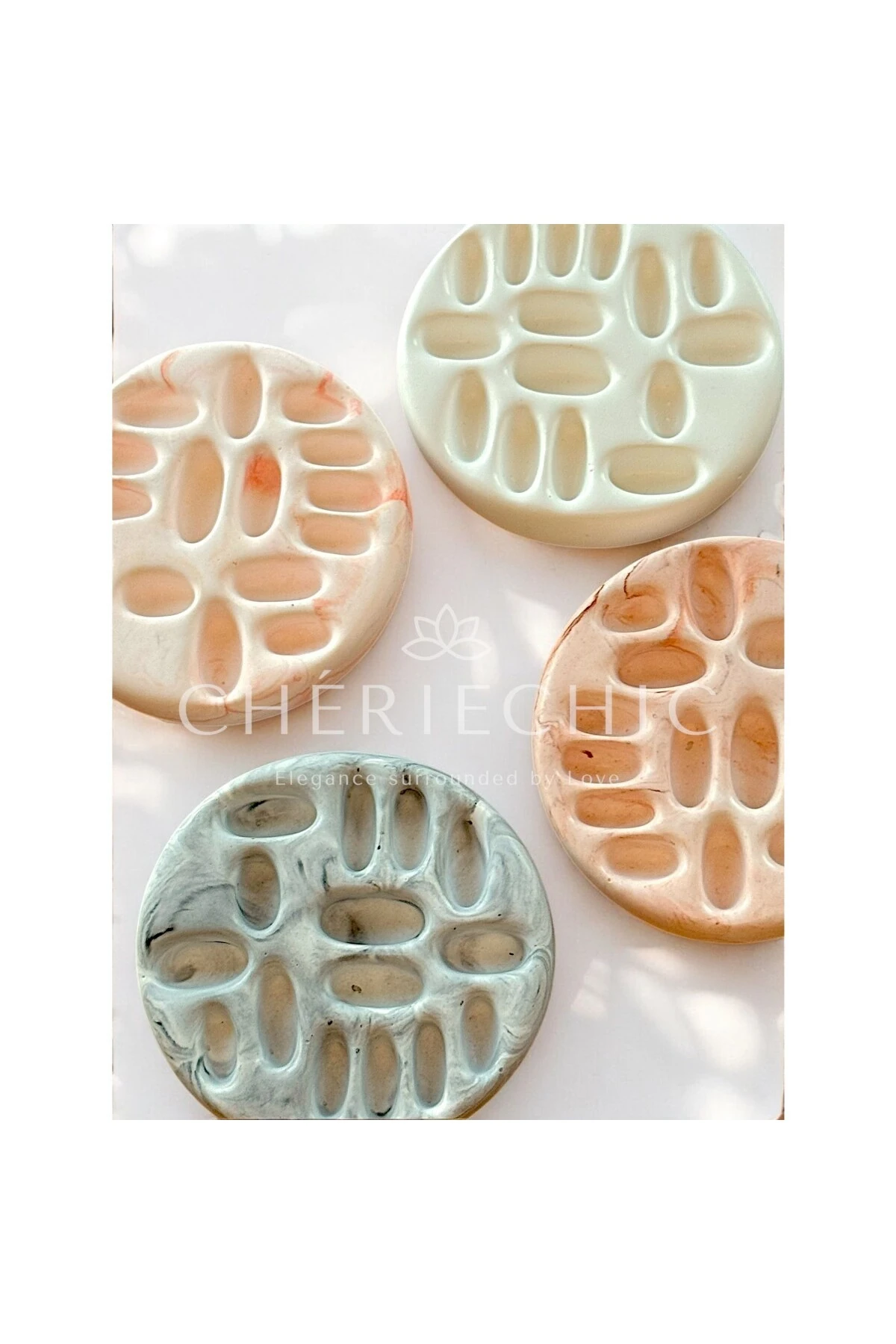 Yüzük Stand Dekor Obje | Sunum Tabak | Mermer (Soft Turuncu)