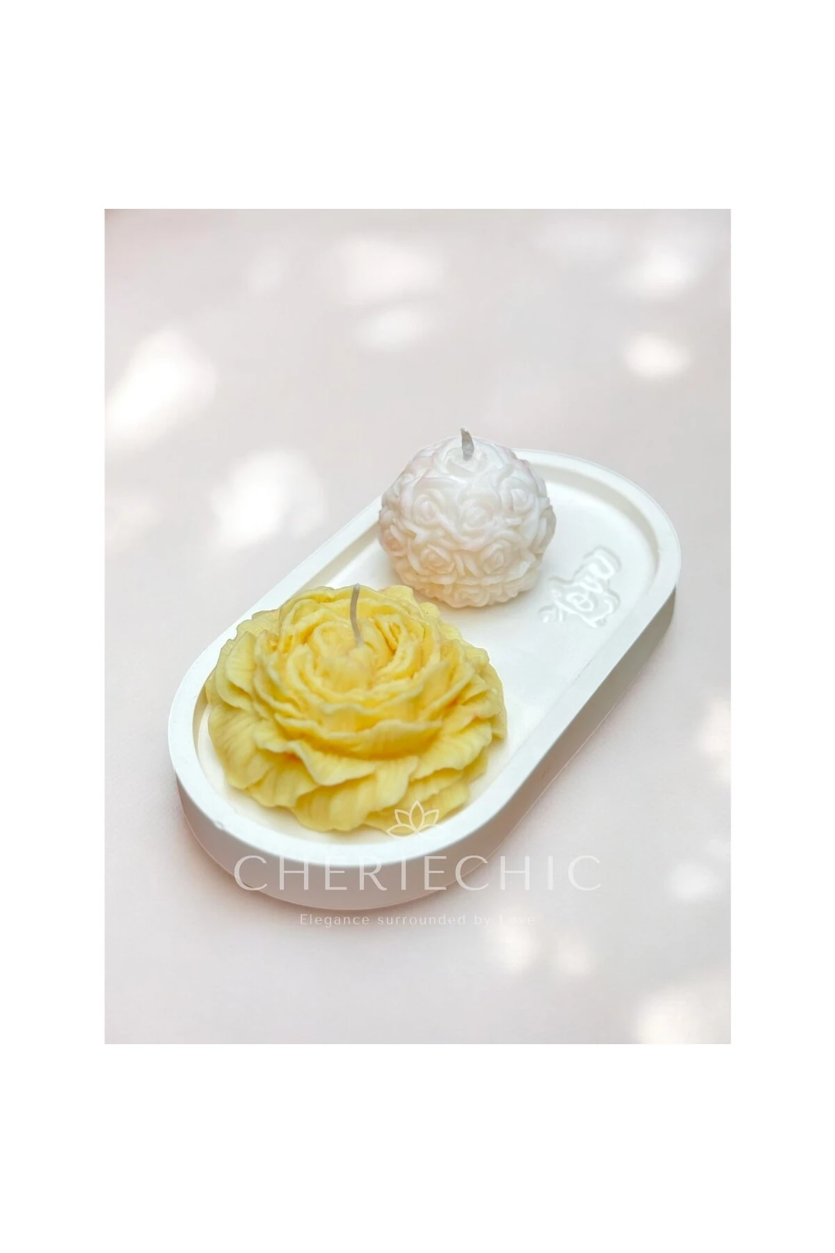 Love & Peony | 3'lü Şakayık Dekoratif Mum Set