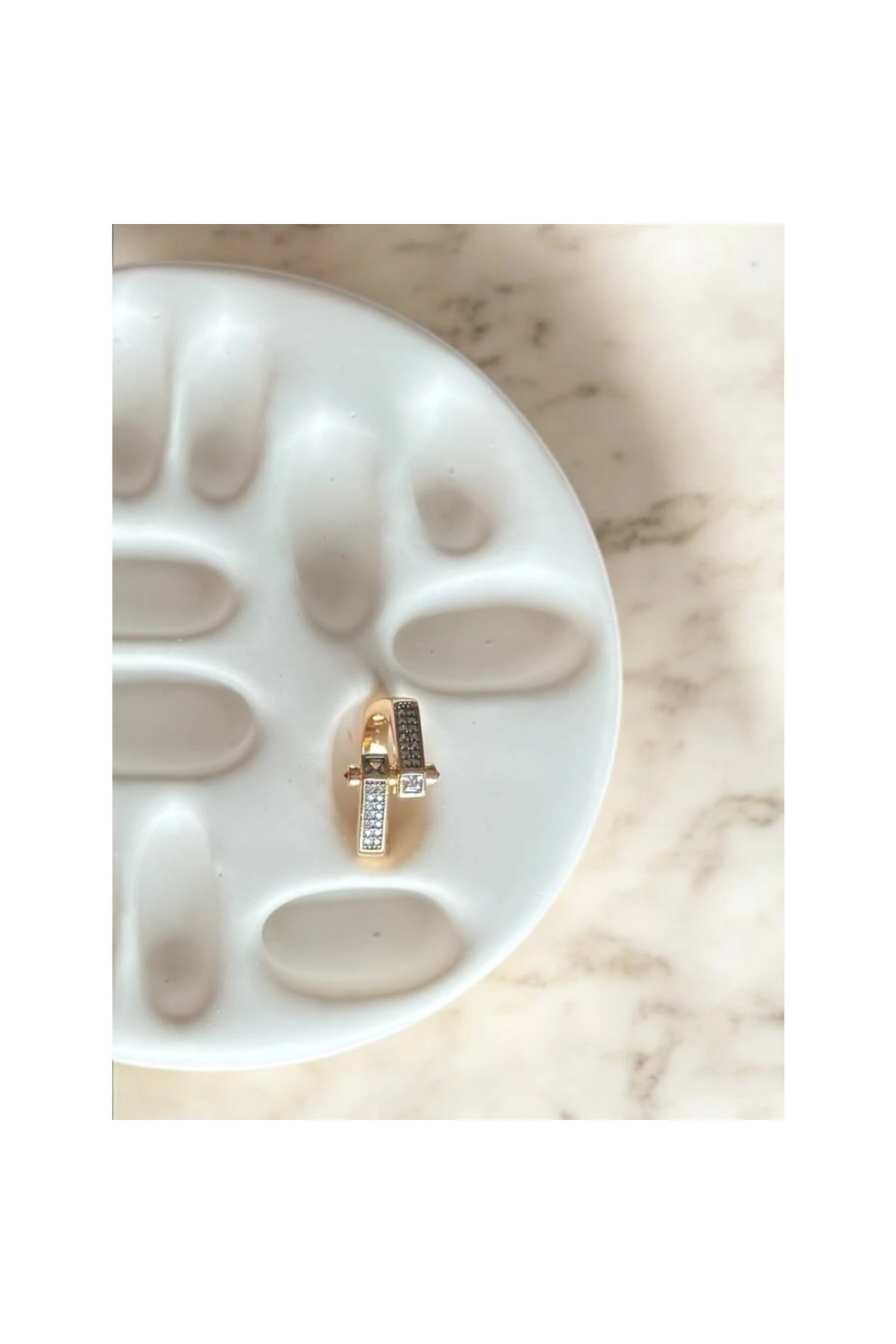 Yakut ve Zirkon Taşlı Geometrik Leyla Yüzük