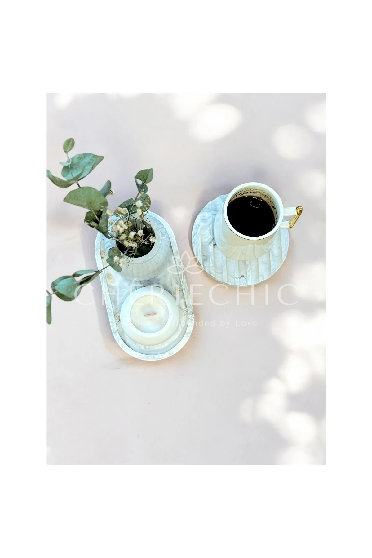 Küçük Bohem Vazo | Dekor Obje | Mermer (Gri)