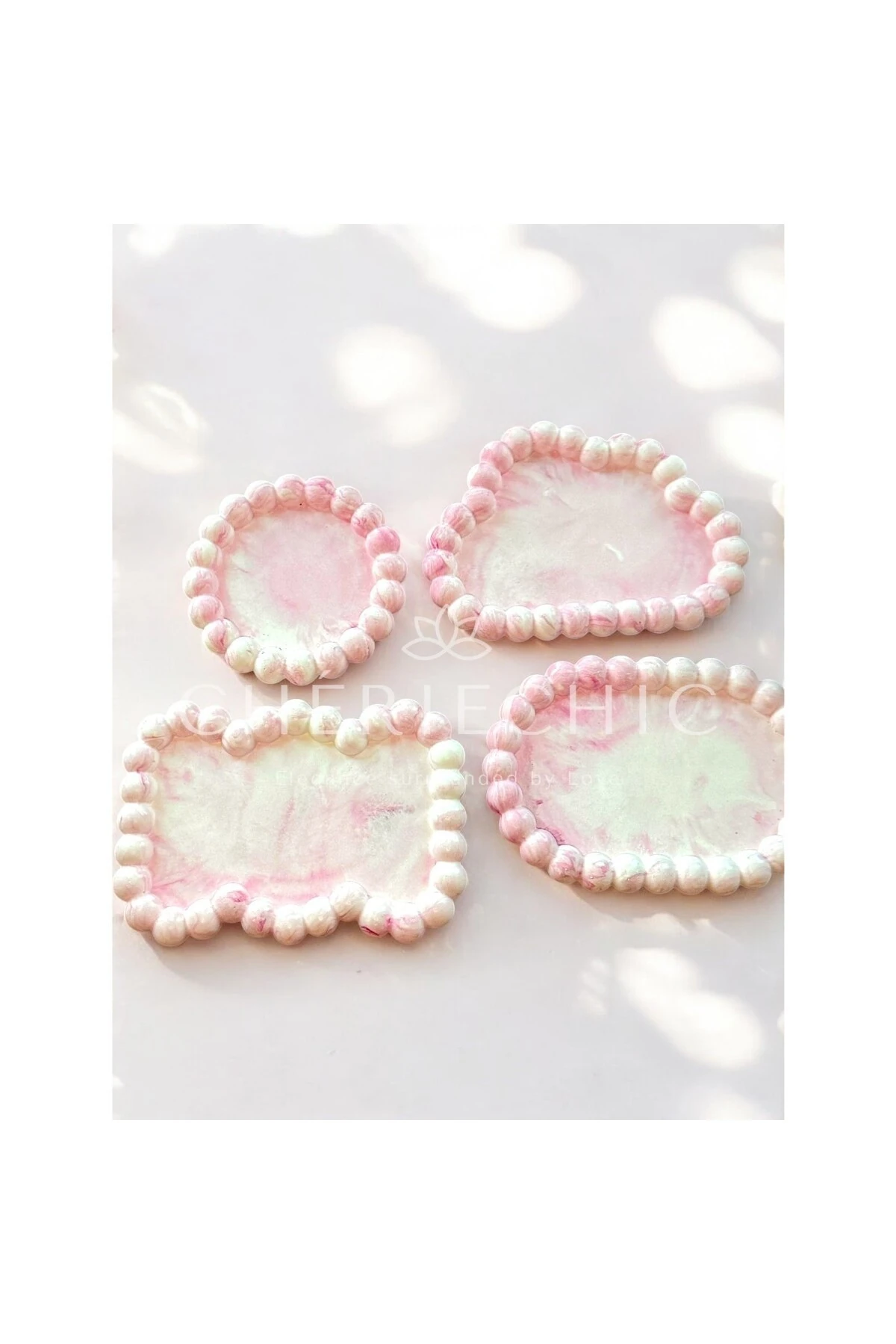 Bubble Oval Dekor Obje | Sunum Tabak | Mermer (Soft Kızıl Pembe)