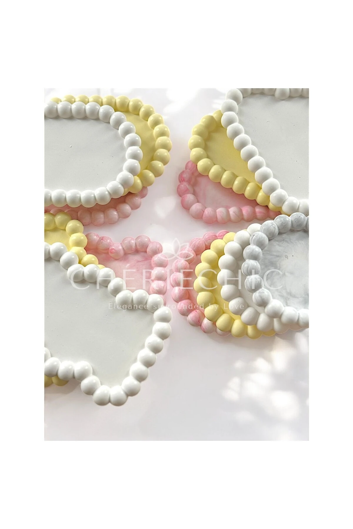 Bubble Oval Dekor Obje | Sunum Tabak | Mermer (Soft Kızıl Pembe)