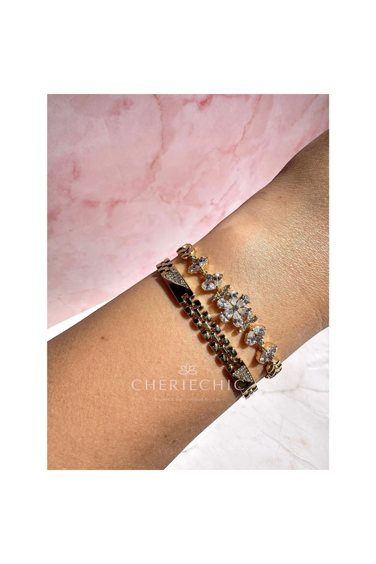 Dikdörtgen Şerit Zirkon Taşlı Hasır Bileklik