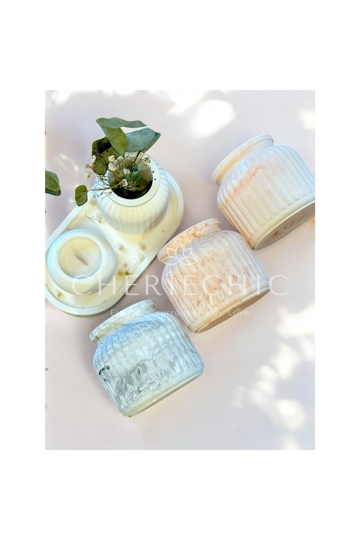 Büyük Bohem Vazo | Dekor Obje | Mermer (Soft Kahve)