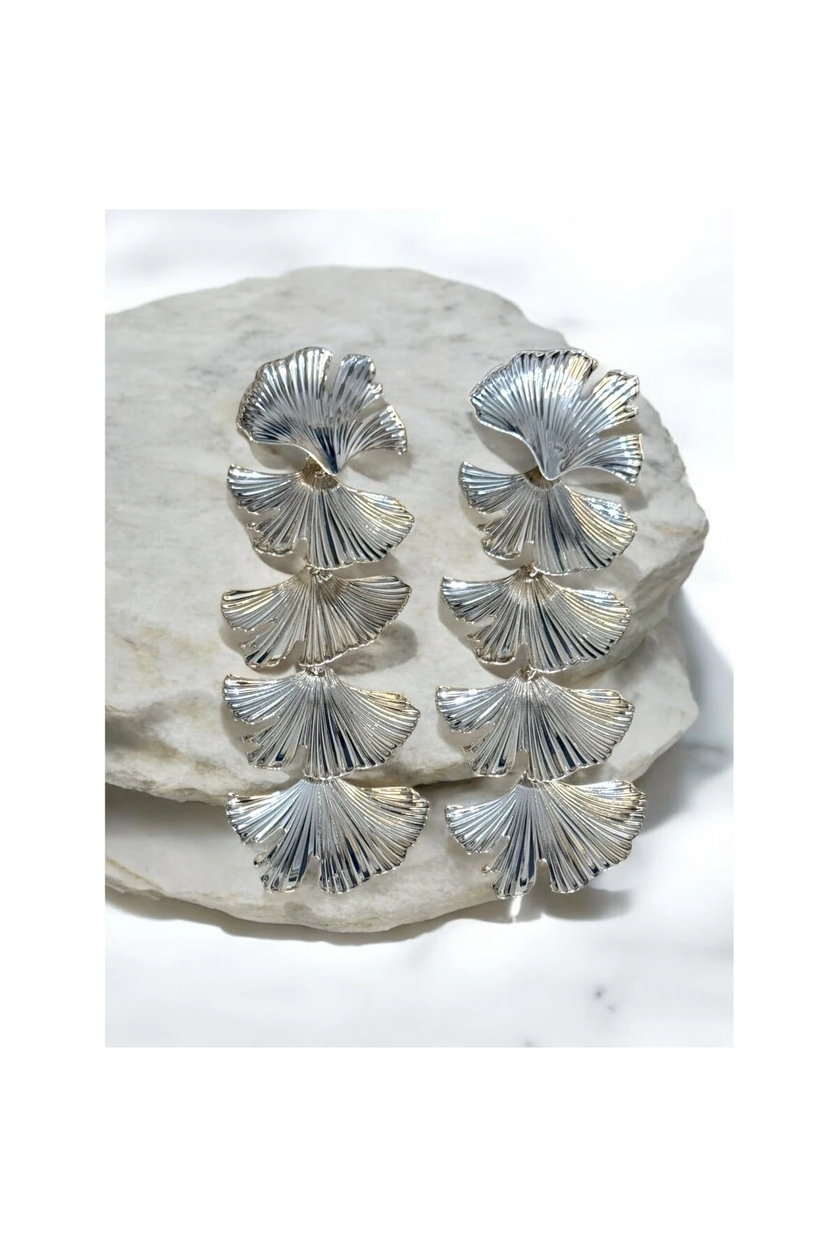 Ginko Beşli Yaprak Uzun Küpe (S)