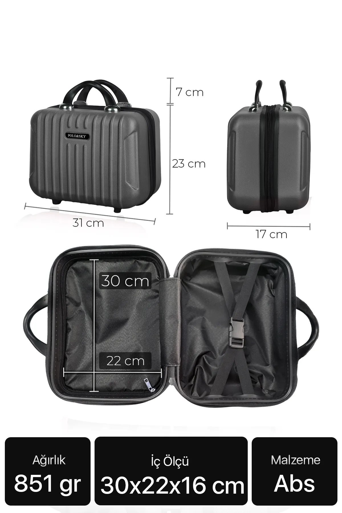 Polo&Sky Class Model Lacivert Renk Abs Makyaj Çantası El Valizi