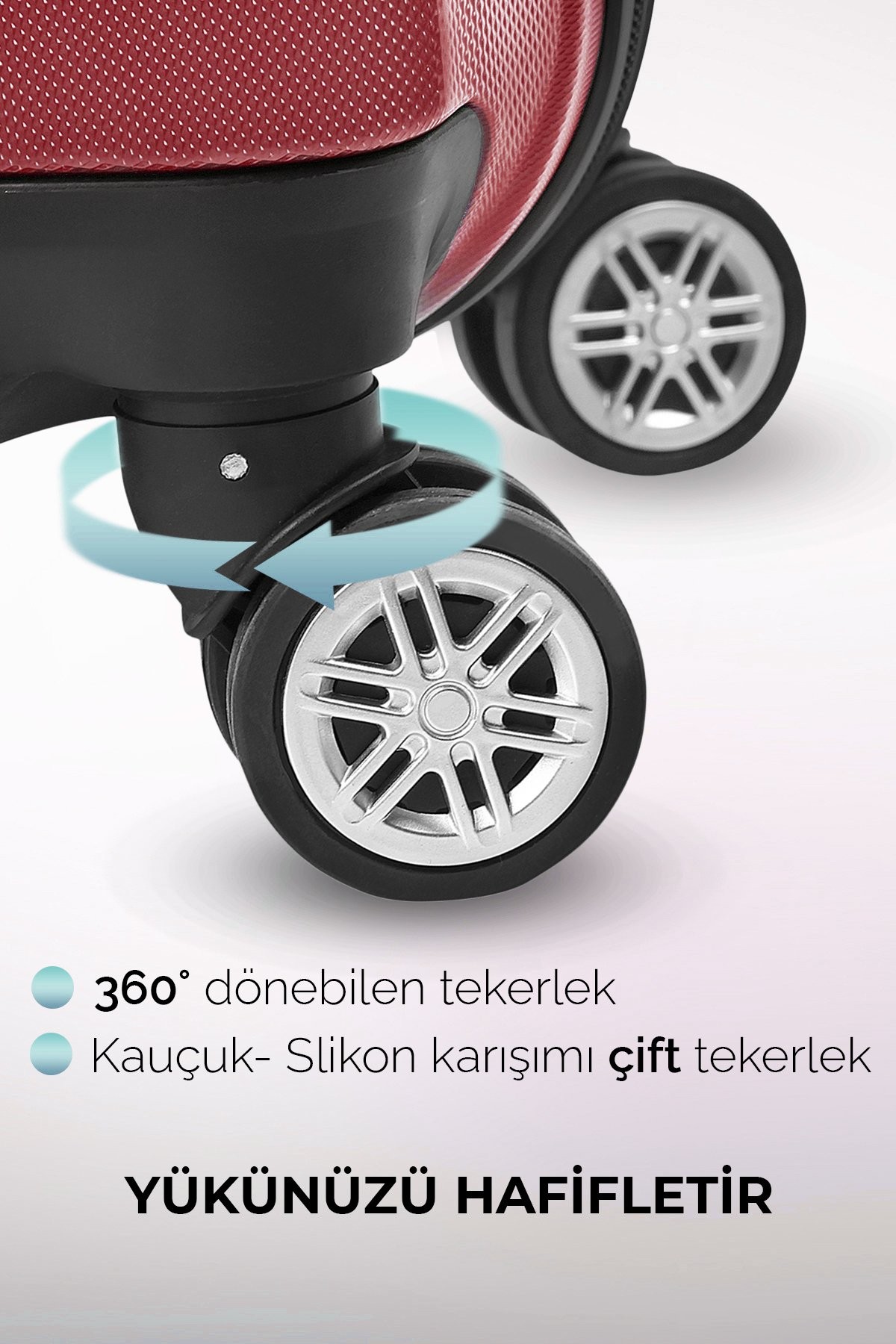 Polo&Sky Elmas Model Vişne Renk 2'li Valiz Seti (Orta+Büyük)