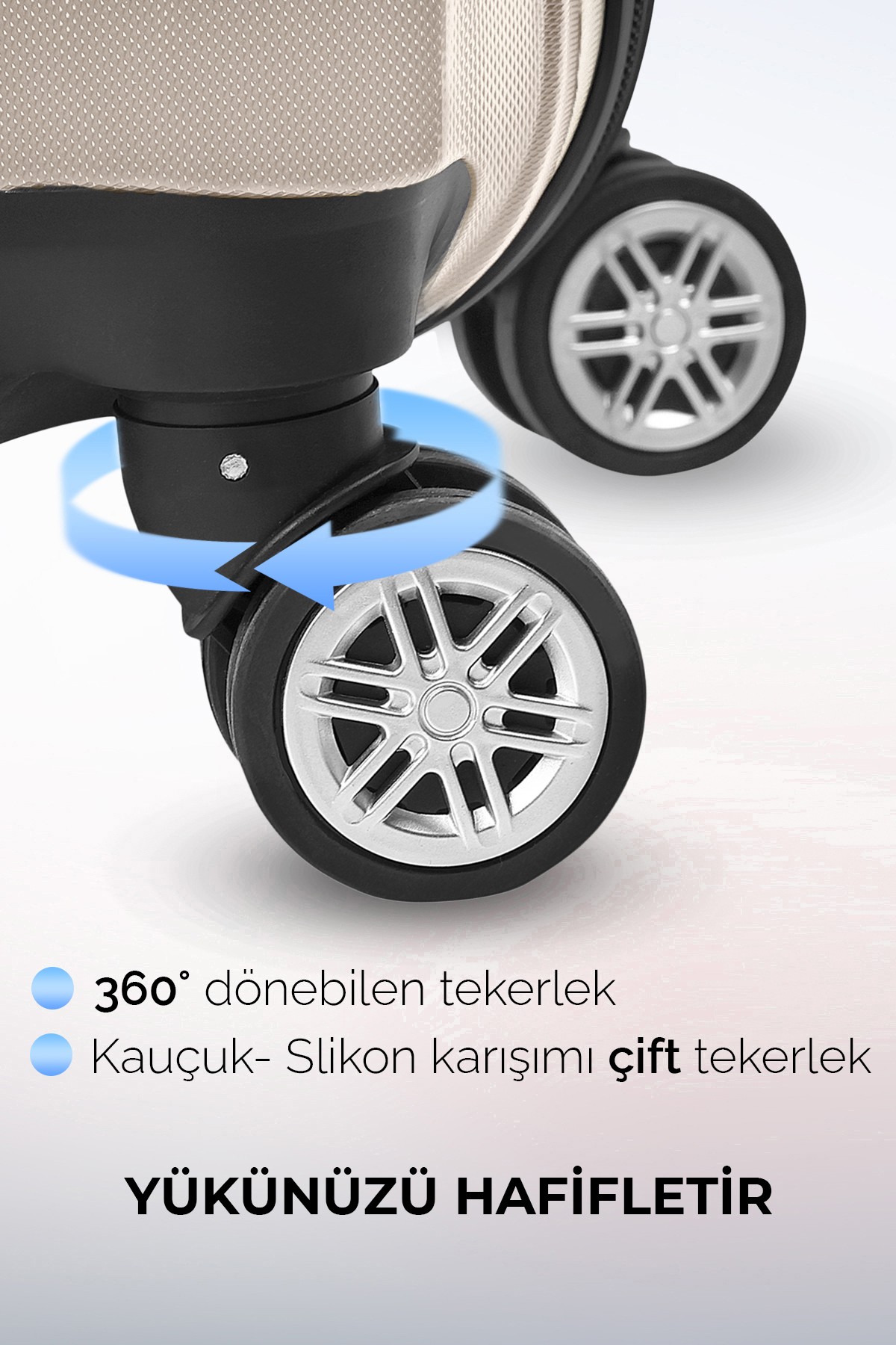 Polo&Sky Elmas Model Gold Renk 2'li Valiz Seti (Orta+Büyük)