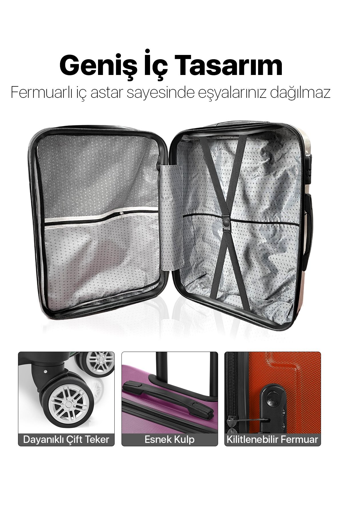 Polo&Sky Petek Model Pembe Renk 2'li Valiz Seti (Küçük+Büyük)