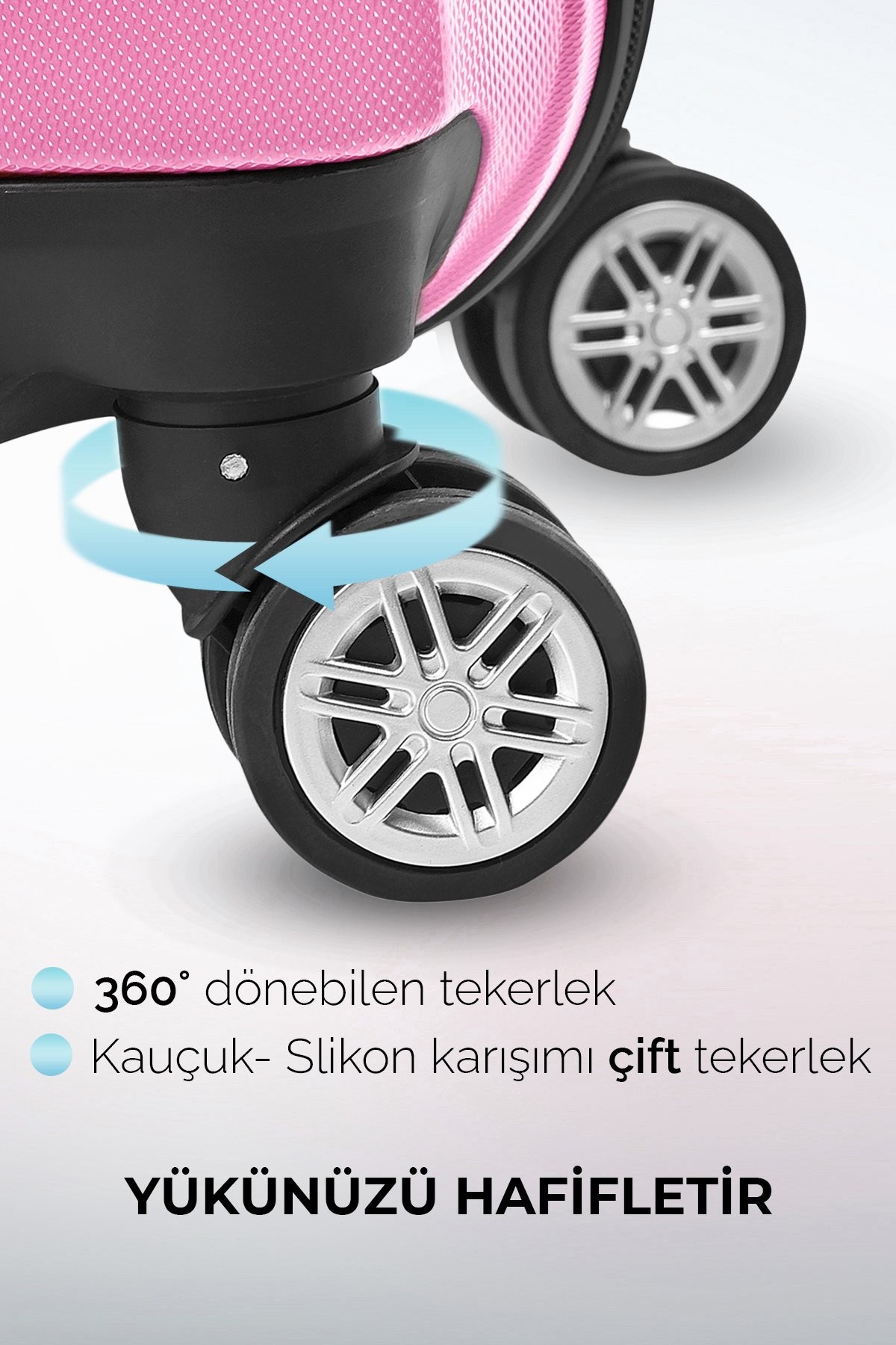 Polo&Sky Elmas Model Pembe Renk Kabin Boy Valiz Bavul