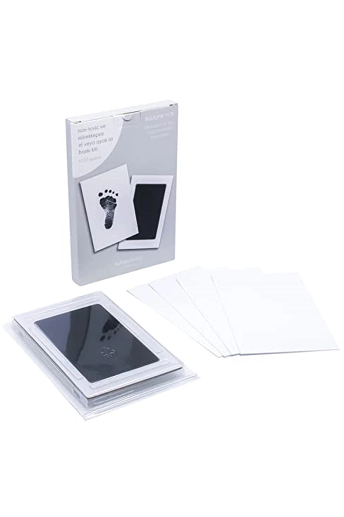 Bebek El Veya Ayak Izi Seti - Toksik Olmayan Mürekkepsiz Baskı Kiti - Yenidoğan Uyumlu - 4 Adet Kart