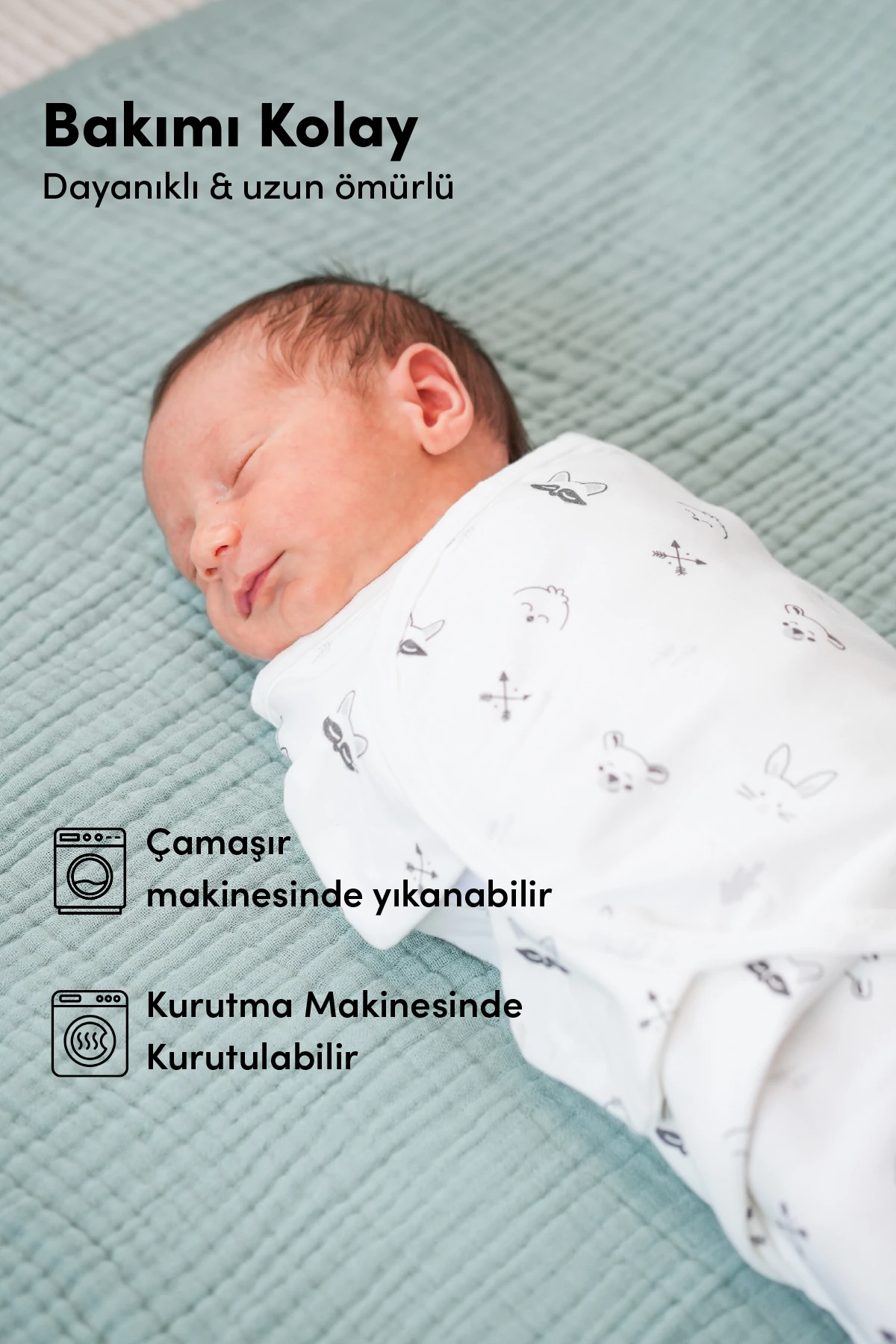Minuche %100 Pamuk 3'lü Bebek Kundak ve Uyku Tulumu - Ergonomik Yenidoğan ve Bebek Kundak