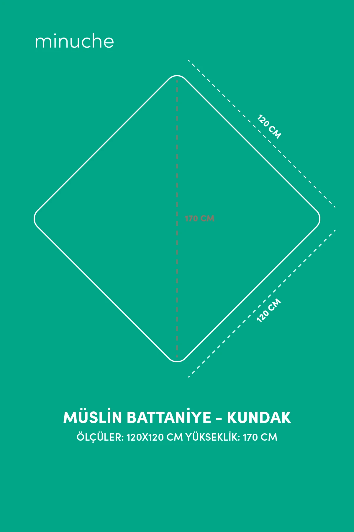 Minuche Müslin Bebek Kundak Örtüsü 120X120 cm - %100 Pamuk 4 Kat Müslin Bebek Battaniye