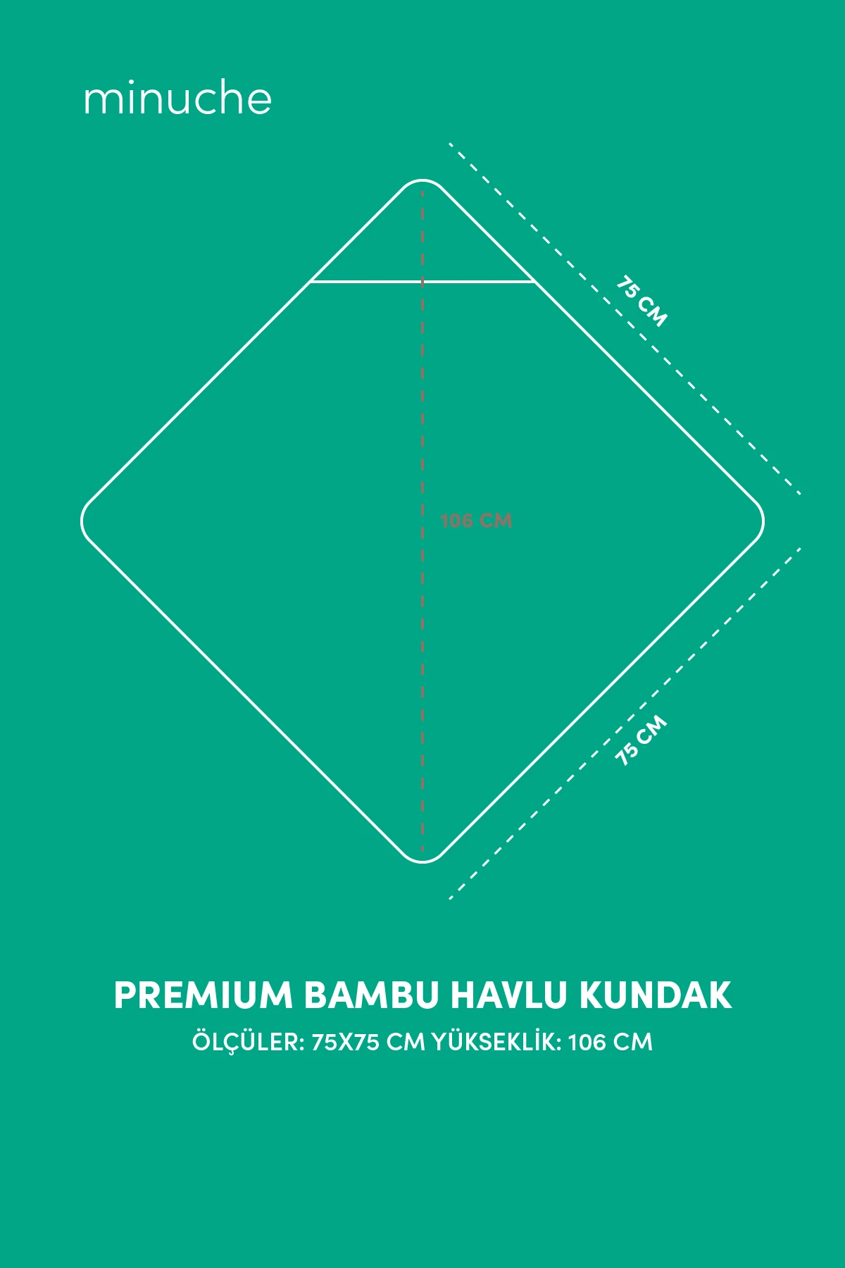 Minuche %100 Pamuk Bambu Havlu Kundak - Ayıcık Kulak Desenli Banyo Havlusu - 75X75 cm