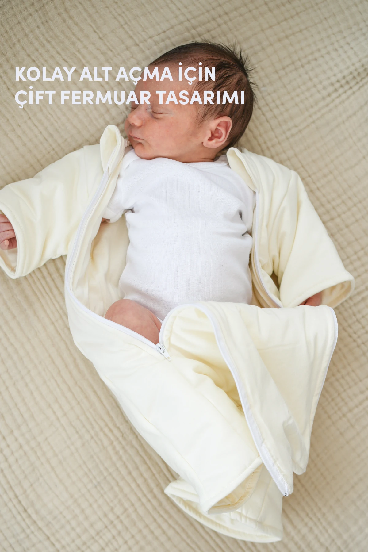 Minuche %100 Pamuk Bebek Uyku Tulumu - Elyaf Dolgulu ve Kolay Alt Değiştirme İçin Çift Fermuarlı