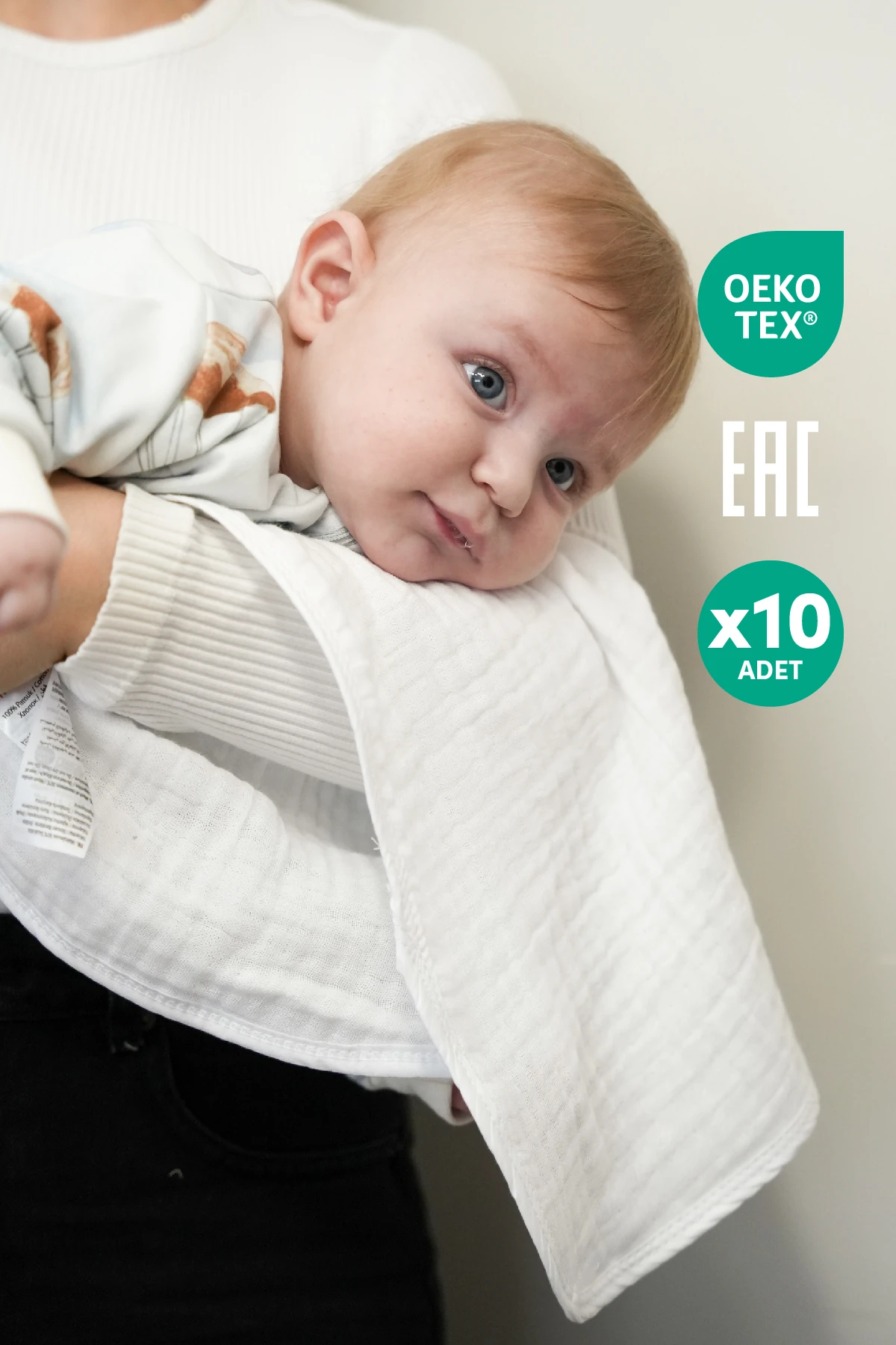 Minuche 10'lu Müslin Bebek Ağız Mendili 25X50 cm - 4 Katlı Ultra Yumuşak %100 Pamuk Müslin Bez