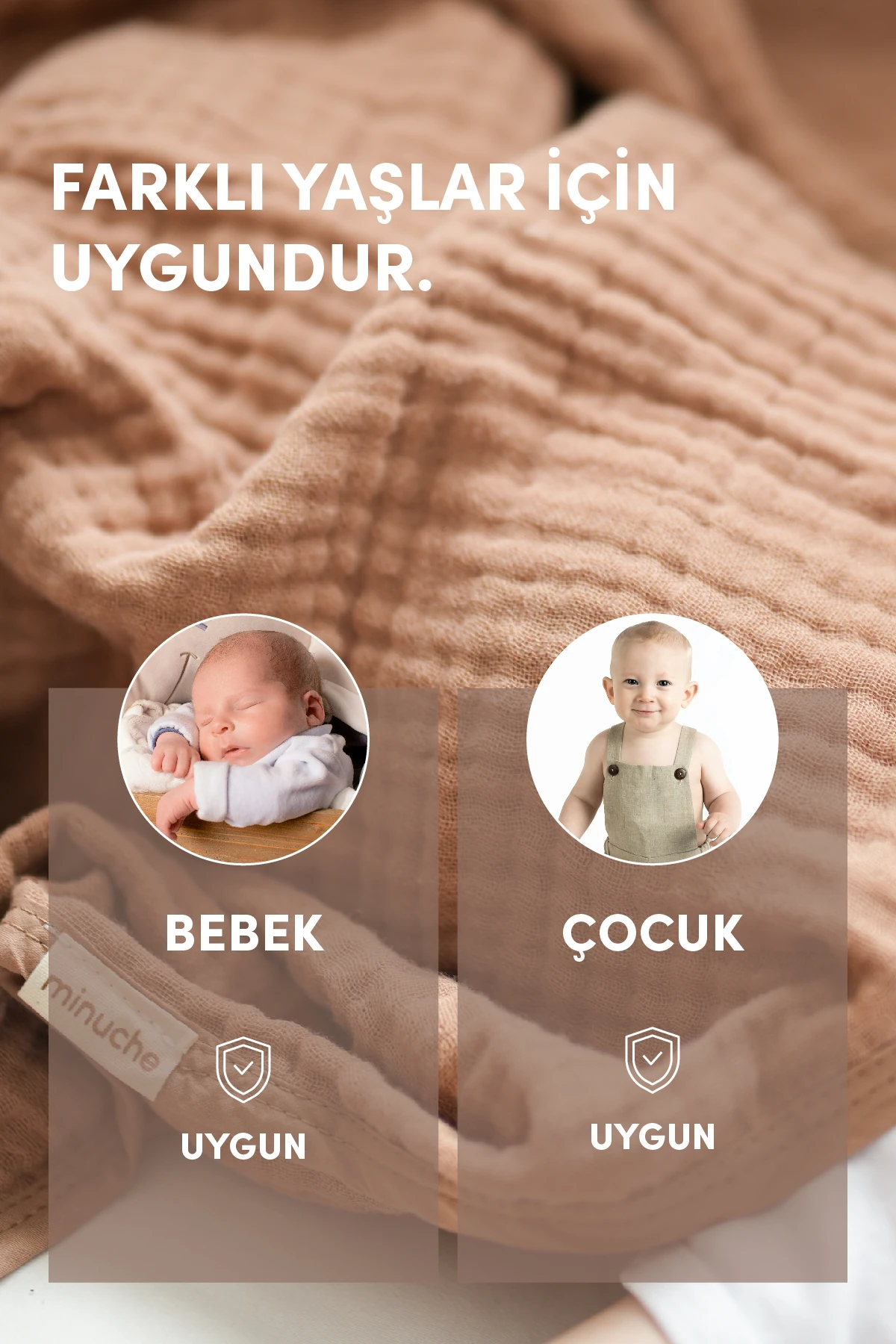 Minuche %100 Müslin Pamuklu Havlu Kundak - 80X80 cm Bebek Banyo Havlusu - Ultra Yumuşak ve Emici