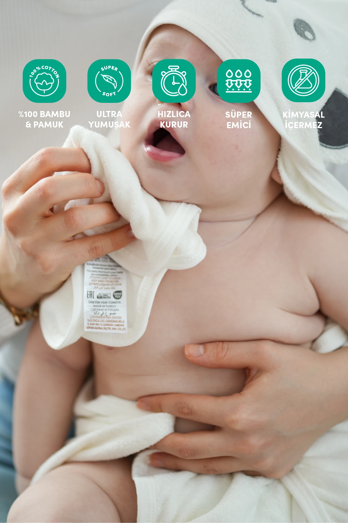 Minuche Bambu Bebek Havlusu 6'lı - Ultra Yumuşak ve Emici Bebek Banyo Yüz Havlusu - Hassas Ciltler
