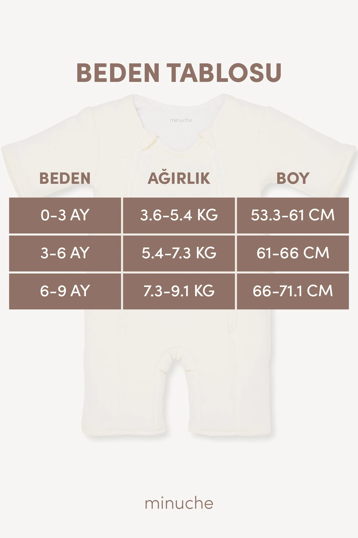 Minuche %100 Pamuk Bebek Uyku Tulumu - Elyaf Dolgulu ve Kolay Alt Değiştirme İçin Çift Fermuarlı