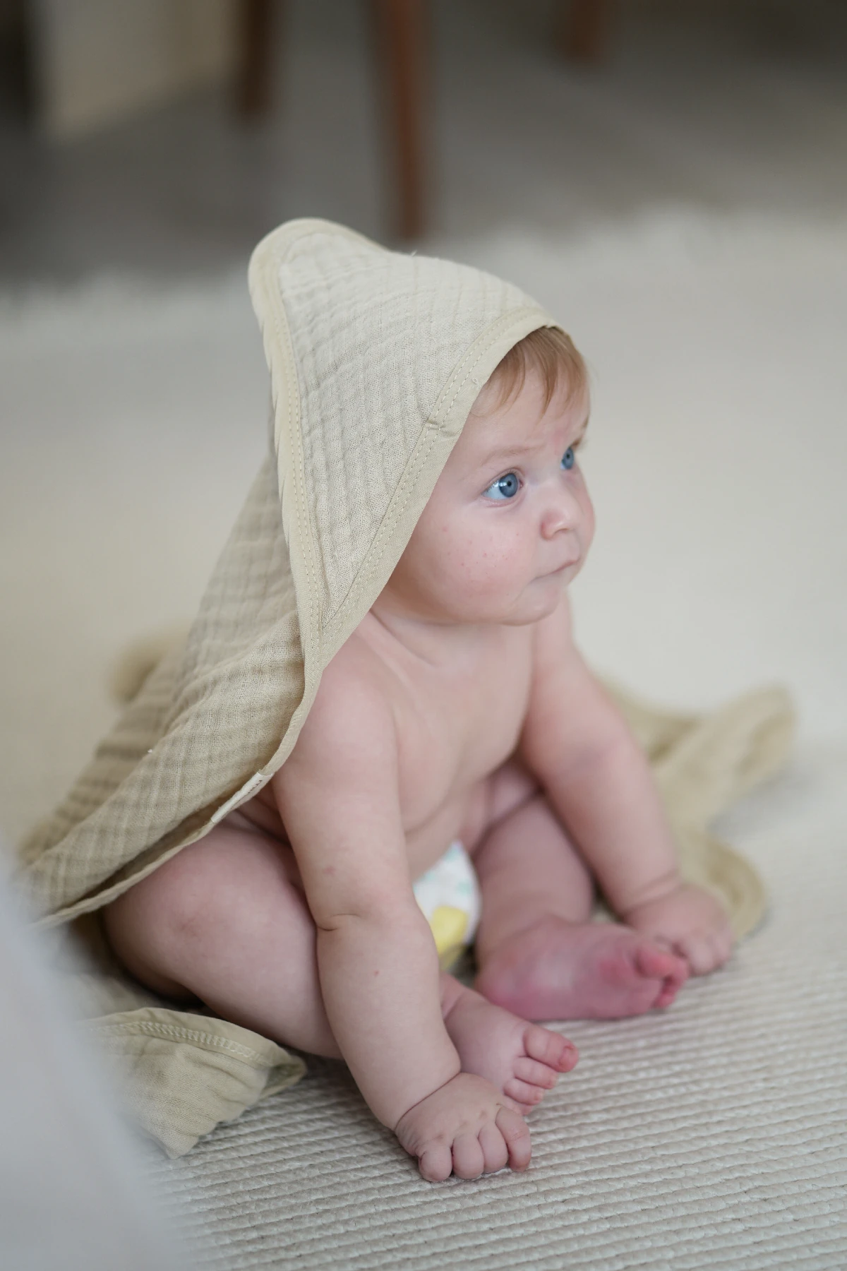 Minuche %100 Müslin Pamuklu Havlu Kundak - 80X80 cm Bebek Banyo Havlusu - Ultra Yumuşak ve Emici