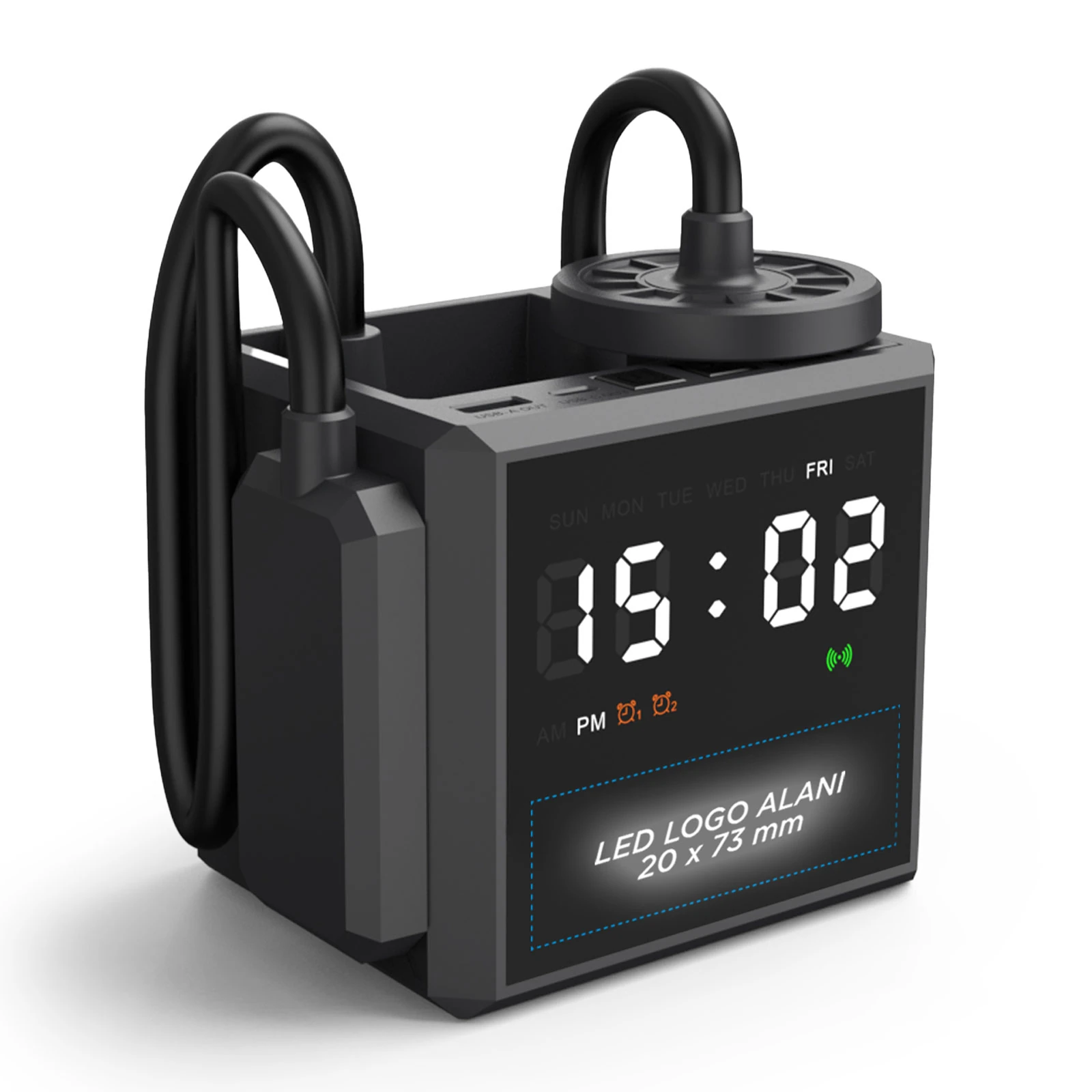 268301 YAKAMOZ SİYAH MASAÜSTÜ IŞIKLI SAAT VE ŞARJ STANDI