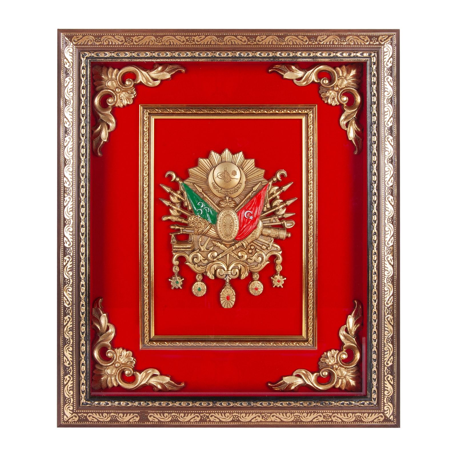 922704 SALTANAT KIRMIZI OSMANLI ARMASI KABARTMALI TABLO