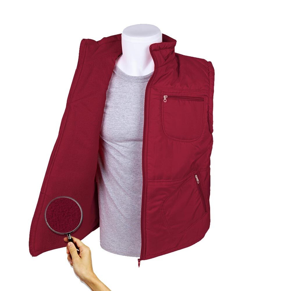 948004-XL ALASKA KIRMIZI ÜÇ CEPLİ ŞİŞME YELEK XL