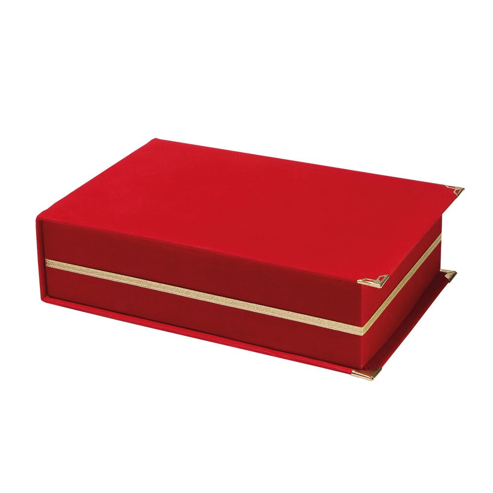 8792041 KAŞMİR KIRMIZI KADİFE PLAKET KUTUSU (16X28 CM)