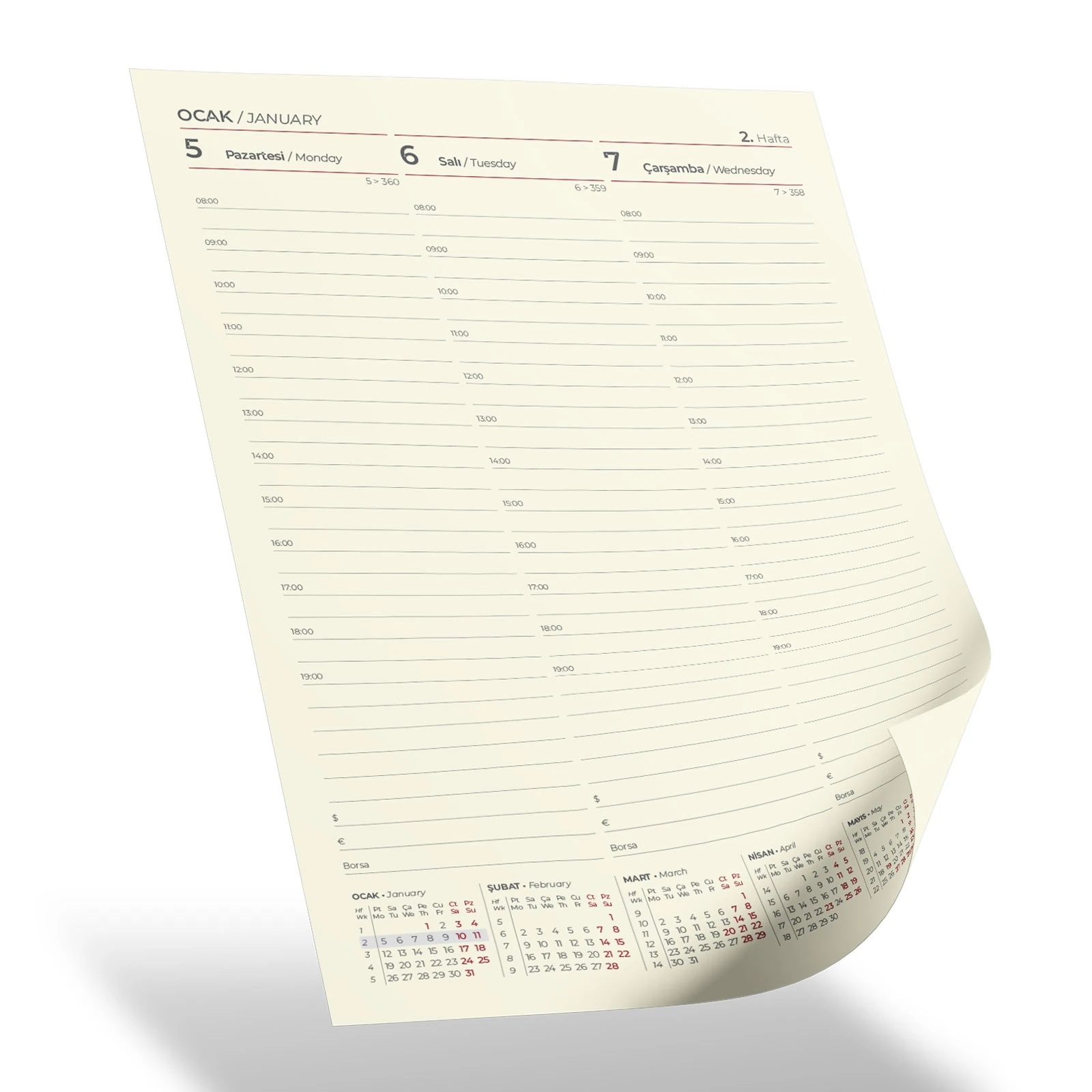 309809 İNCİRLİ KAHVERENGİ HAFTALIK AJANDA (20x28CM)