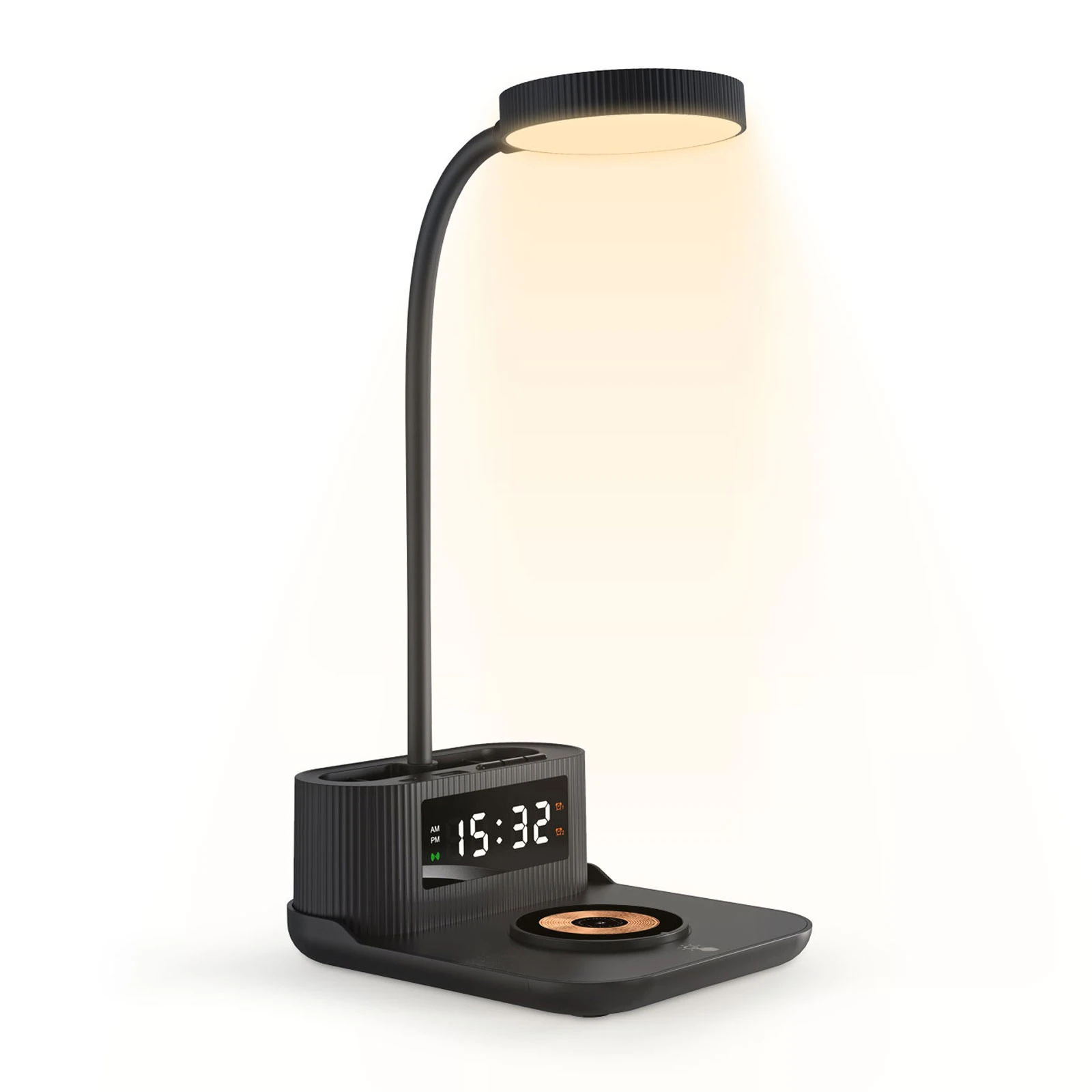 268001 ŞAFAK SİYAH MASAÜSTÜ IŞIKLI SAAT VE ŞARJ STANDI