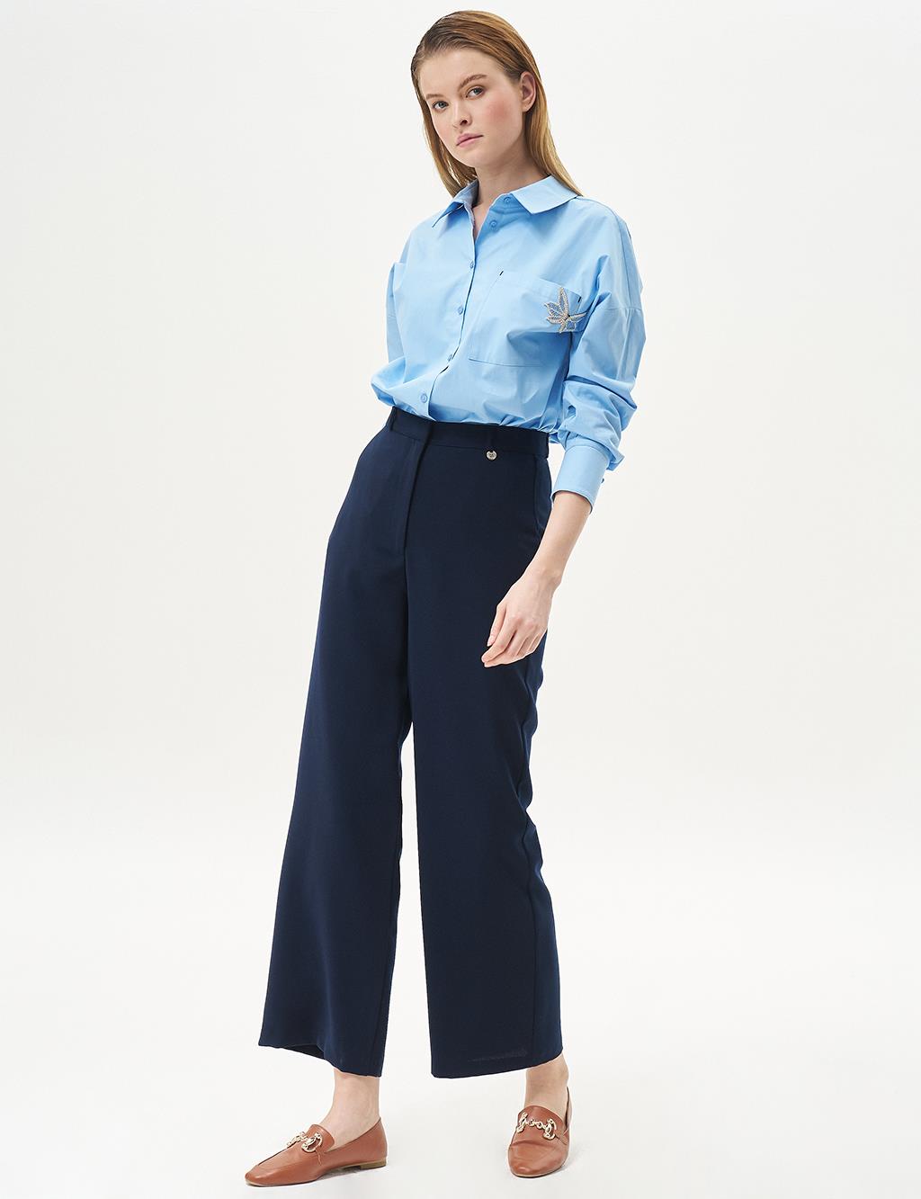 Basic Geniş Paça Krep Pantolon