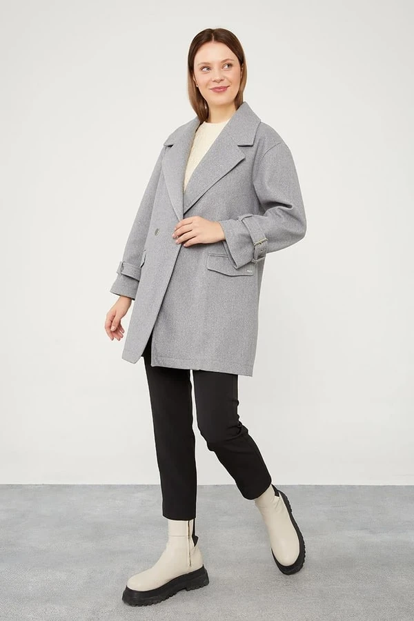 Tek Düğmeli Astarsız Kısa Kaşe Kaban