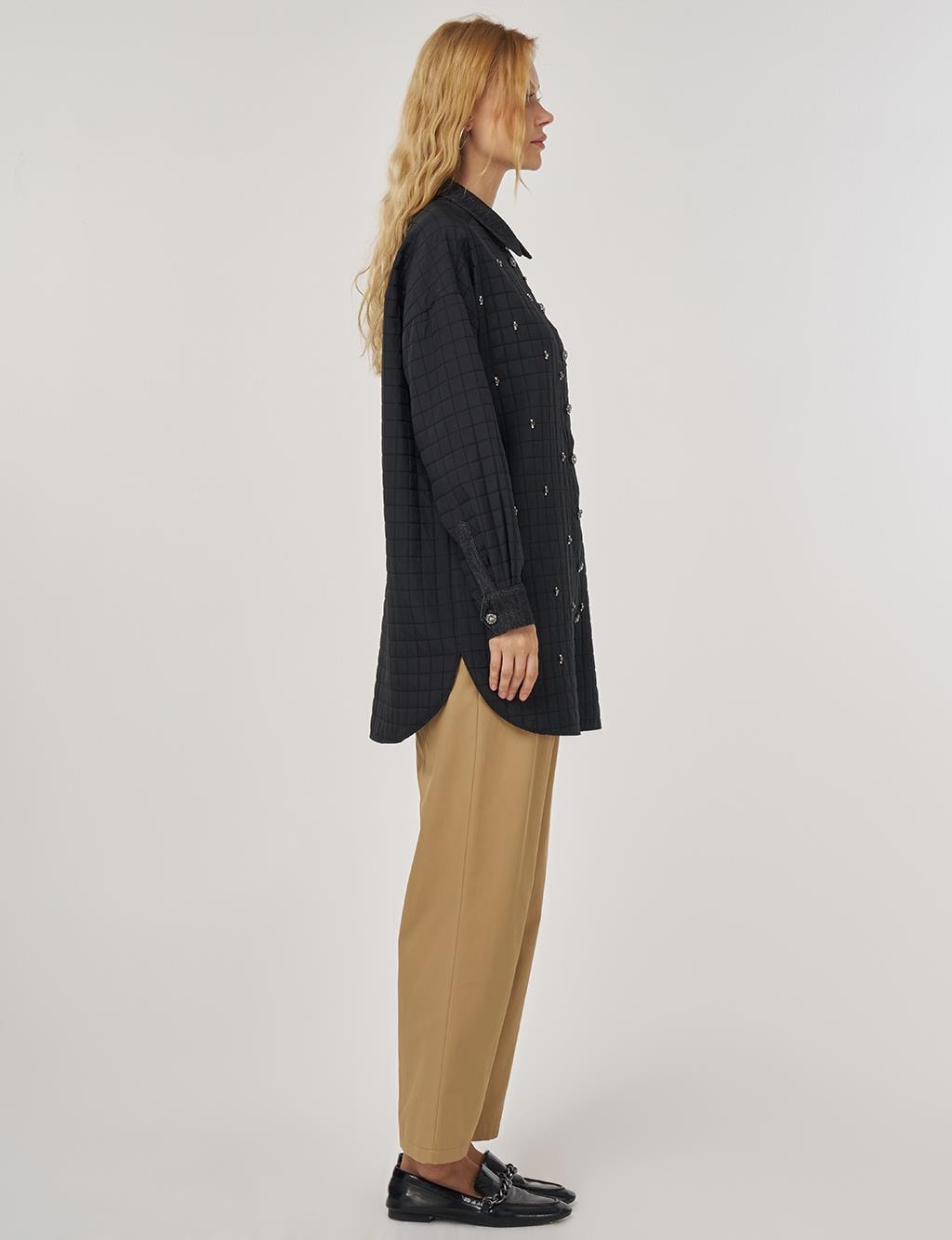 Denim Yaka Kapitone Tunik