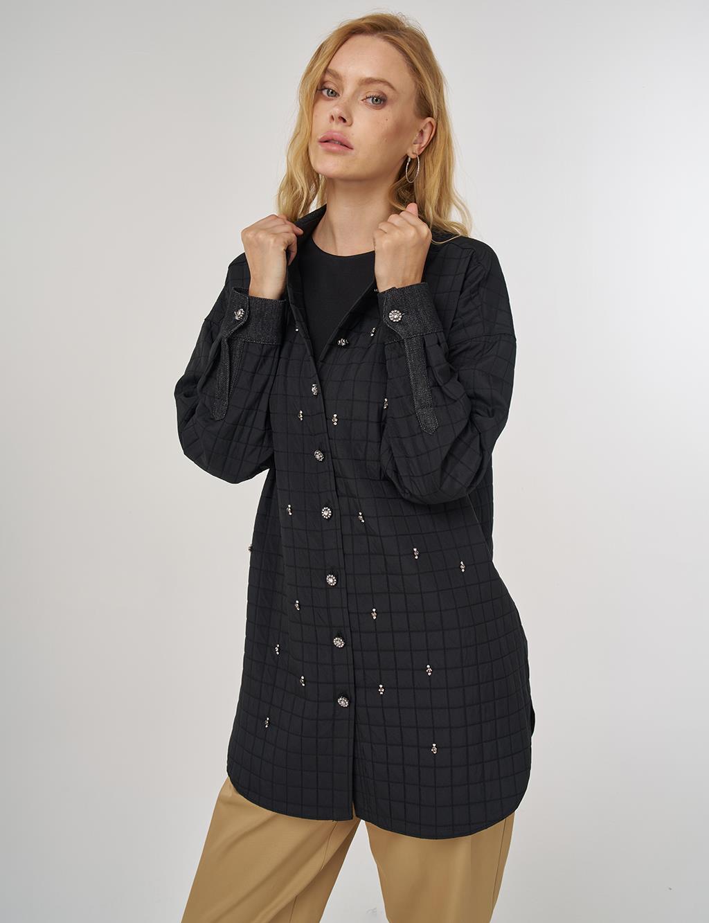 Denim Yaka Kapitone Tunik