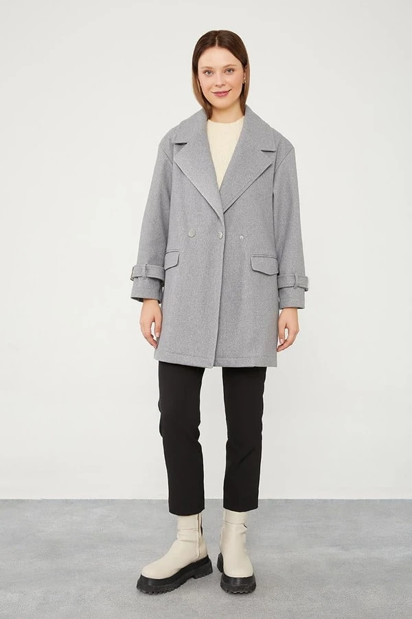 Tek Düğmeli Astarsız Kısa Kaşe Kaban