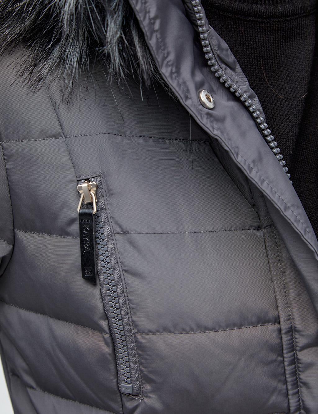 Kürklü Kapüşonlu Kaz Tüyü Mont 