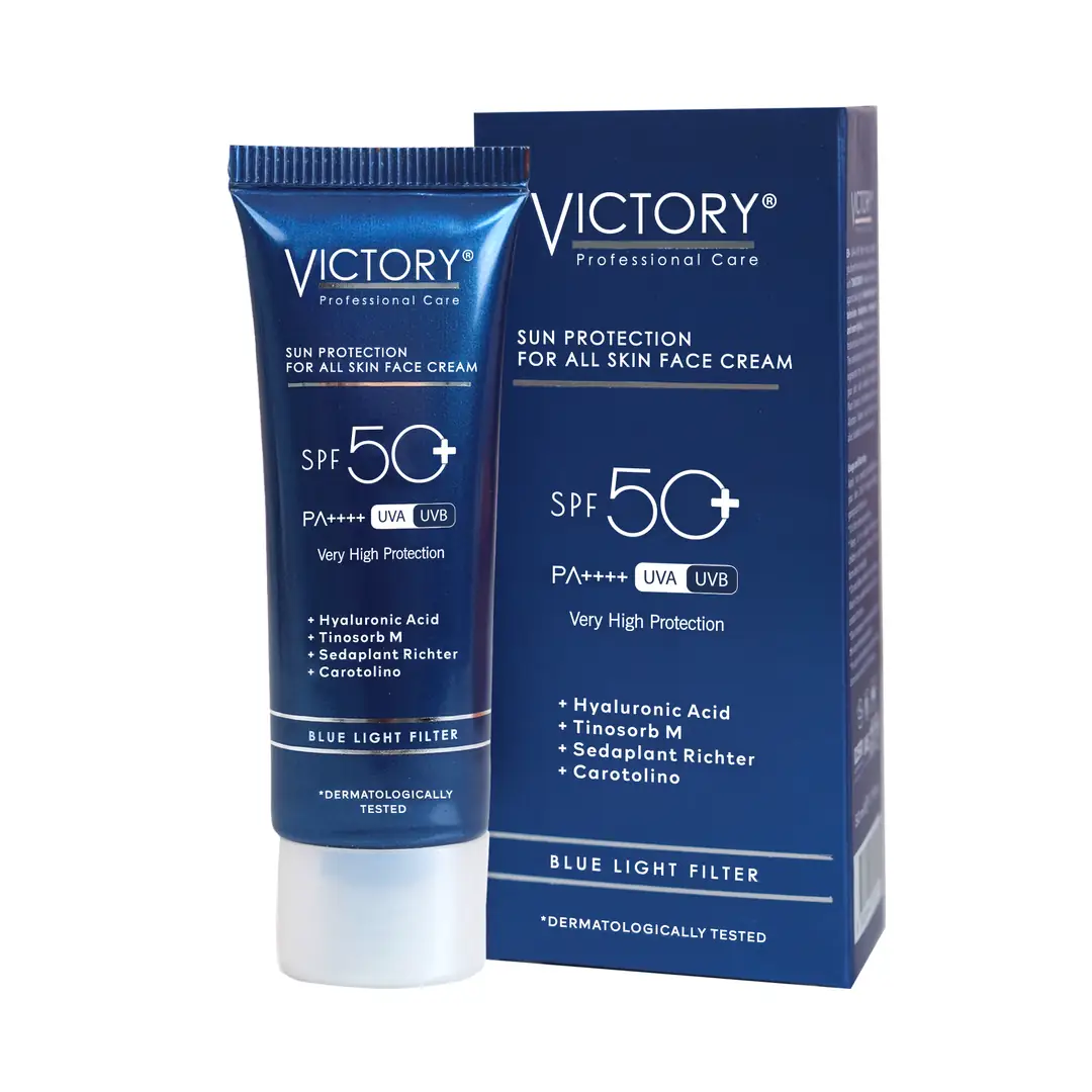 SPF50+ Yüz Güneş Kremi Tüm Cilt için Su Bazlı Mavi Işık Filtreli 50 ML