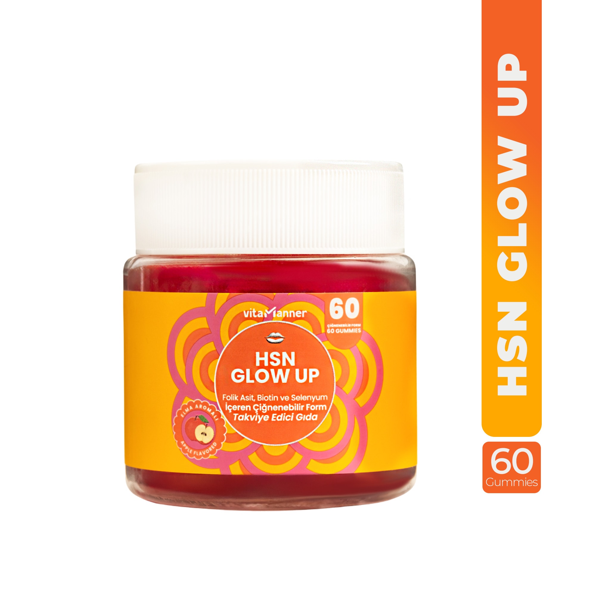 HSN GLOW UP | Folik Asit, Biotin ve Selenyum İçeren Çiğnenebilir Takviye Edici Gıda (60 Gummies)
