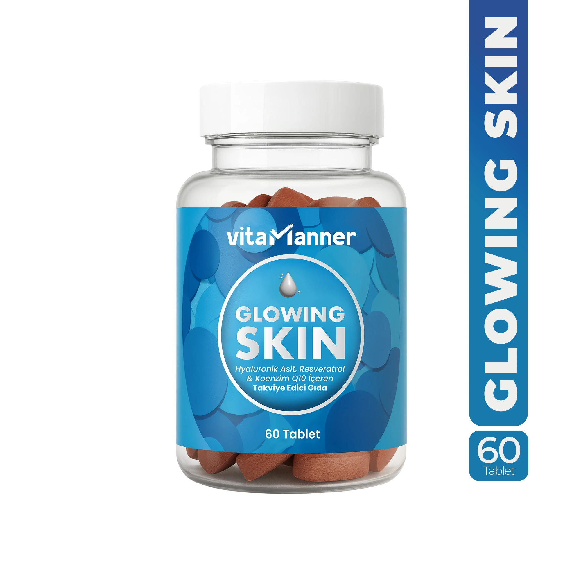 Glowing Skin Hyaluronic Acid, Glutatyon, Resveratrol, Coenzim Q10 Takviye Edici 60 Tablet